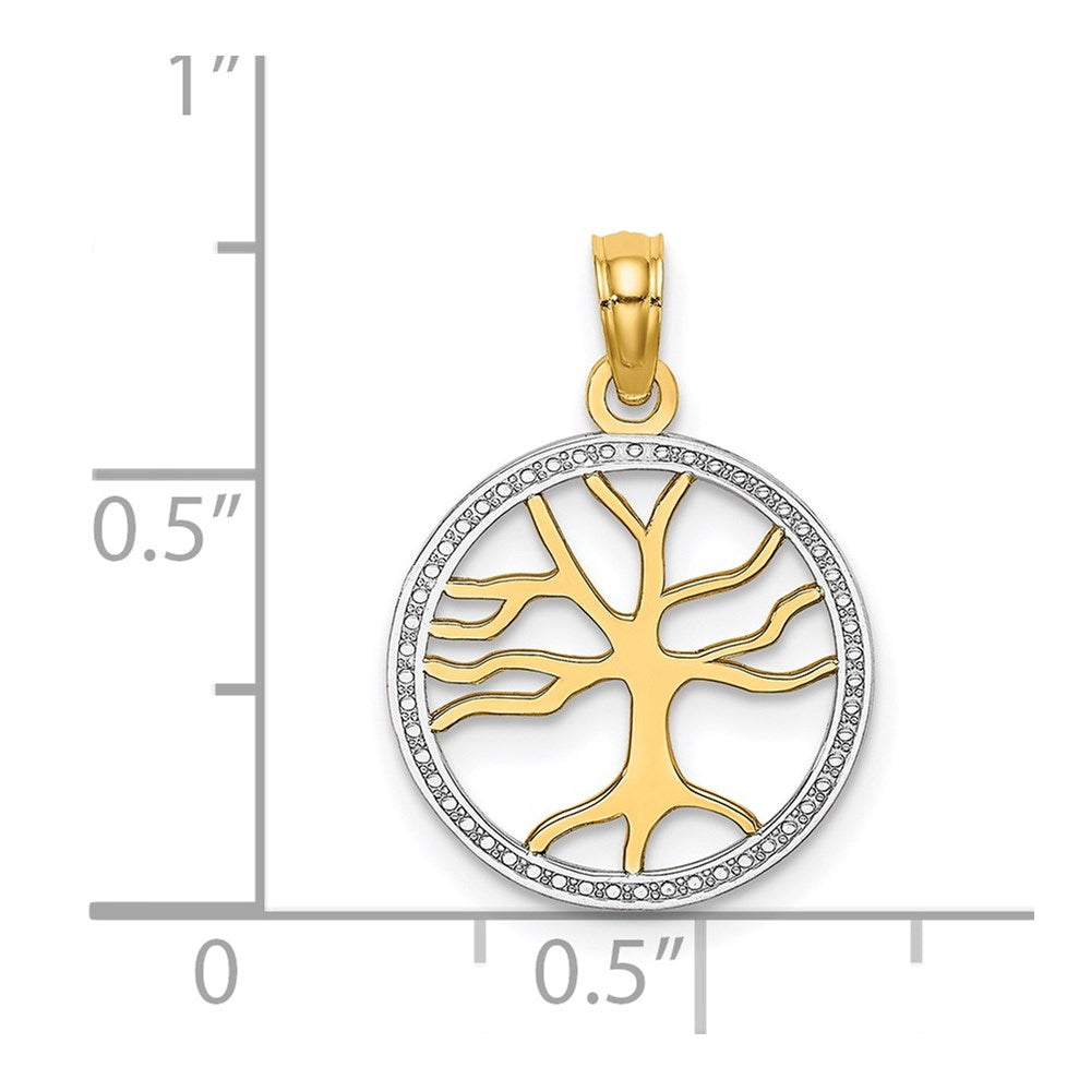 14K Yellow and White Gold Tree of Life Pendant Necklace - Charlie & Co. Jewelry