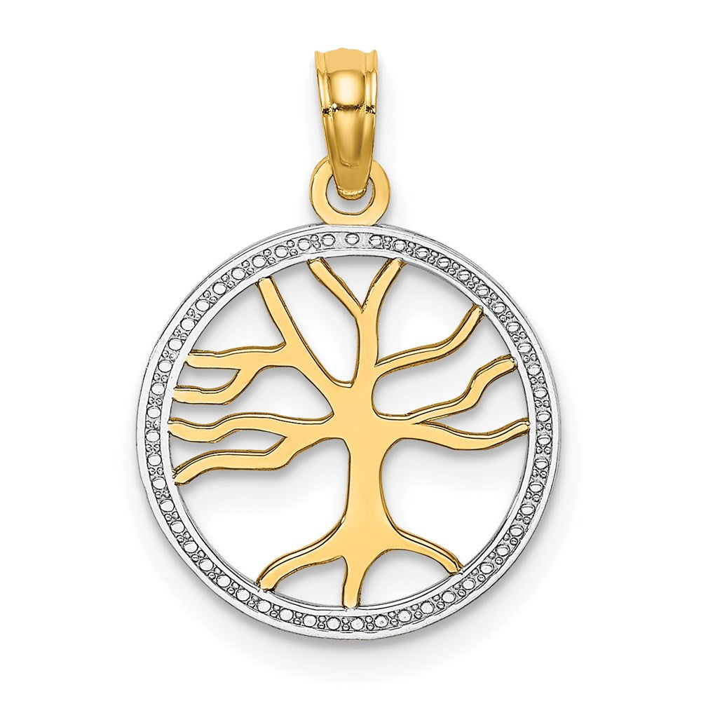 14K Yellow and White Gold Tree of Life Pendant Necklace - Charlie & Co. Jewelry