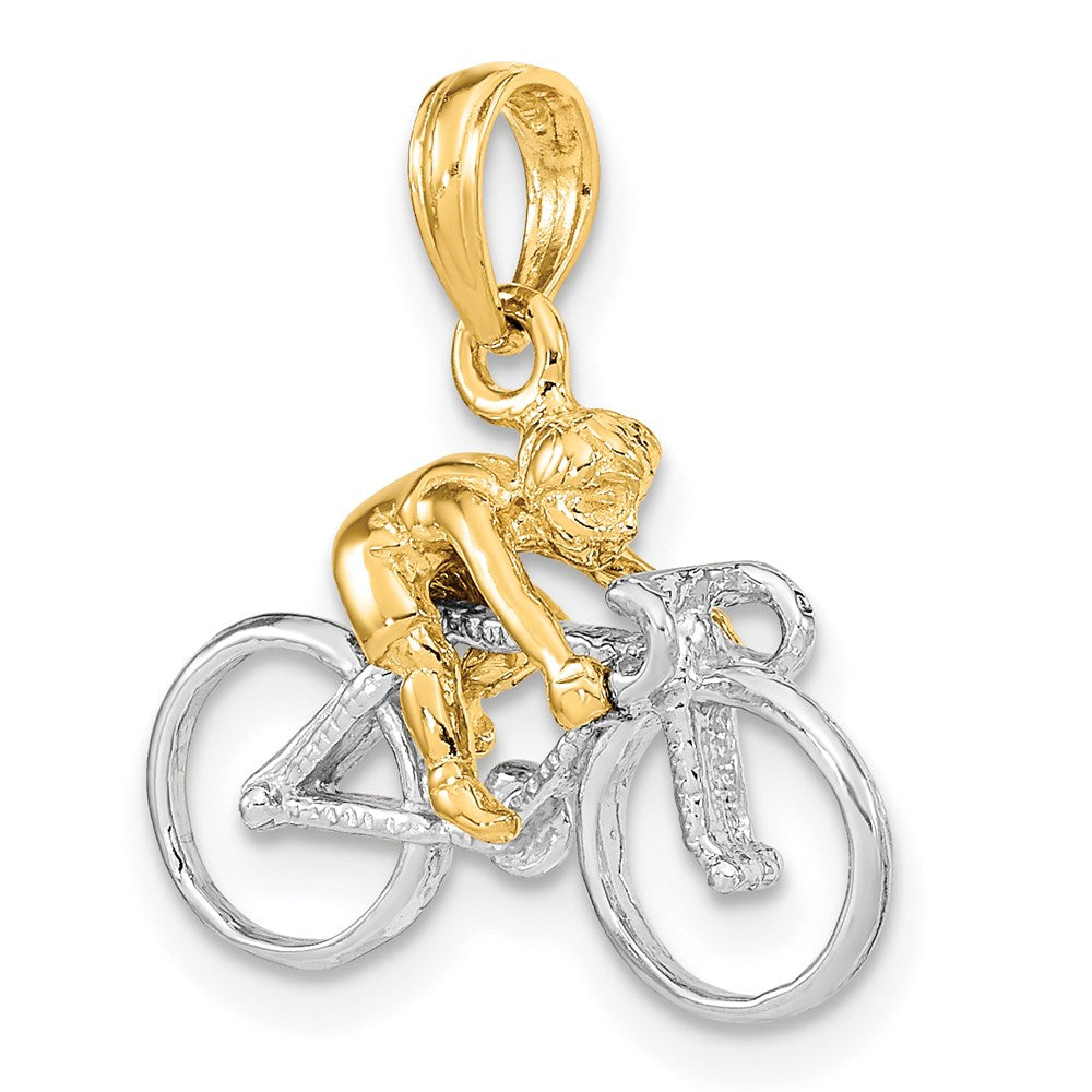 Two-Tone 3-D Bicycle With Rider Charm Model-K9020 - Charlie & Co. Jewelry