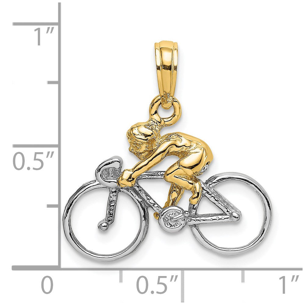 14K Two-Tone 3-D Bicycle With Rider Charm - Charlie & Co. Jewelry