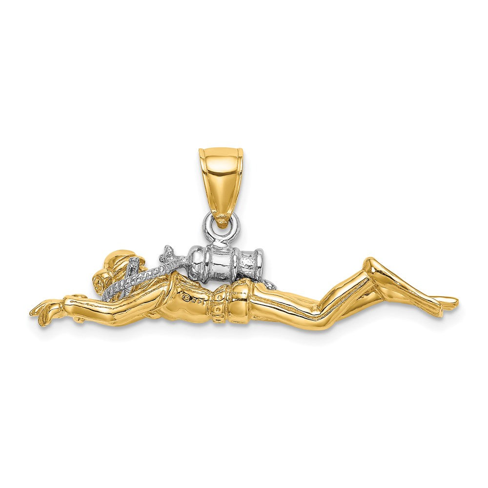 14K Gold 3D Male Scuba Diver Pendant - Charlie & Co. Jewelry