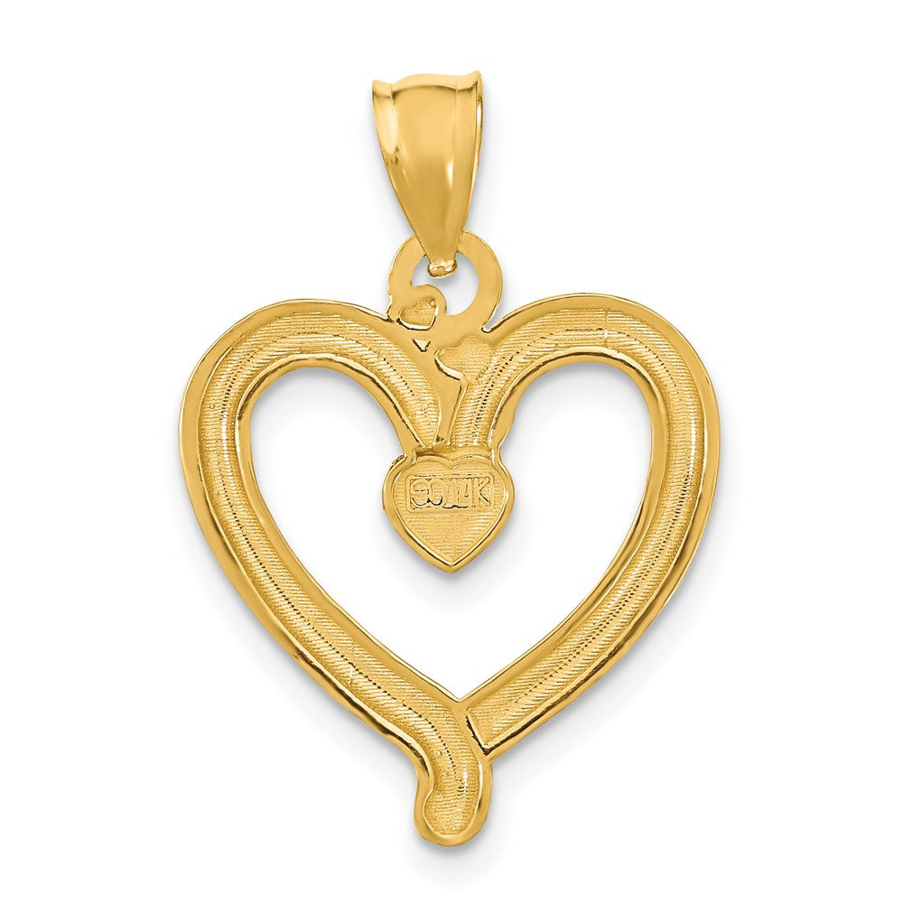 Gold Diamond-cut Heart Charm Necklace - Model K9295 - Charlie & Co. Jewelry