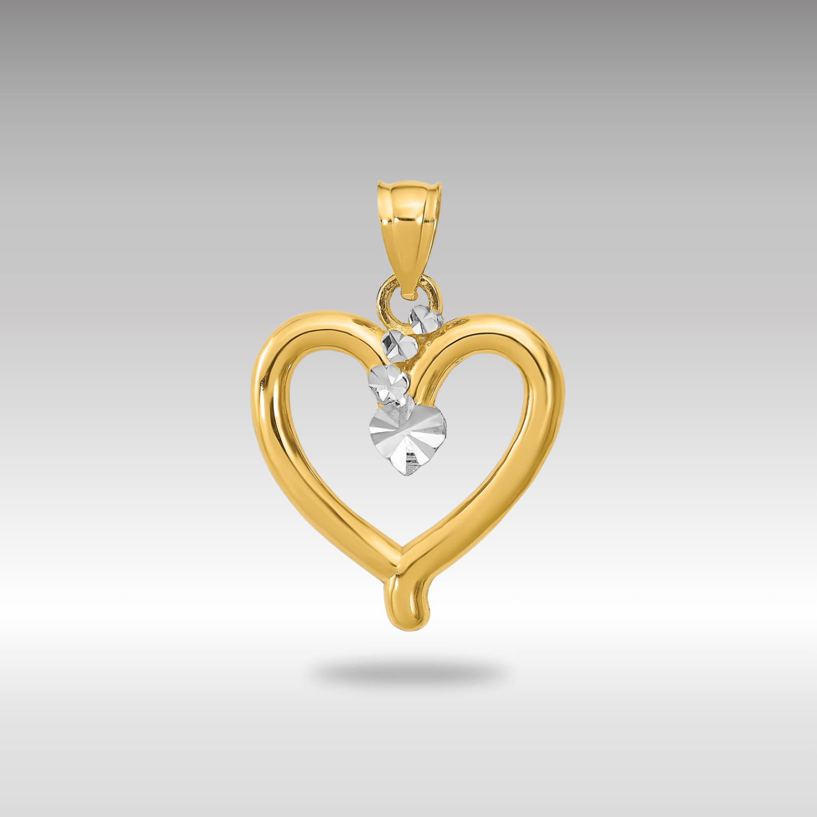 Gold Diamond-cut Heart Charm Necklace - Model K9295 - Charlie & Co. Jewelry