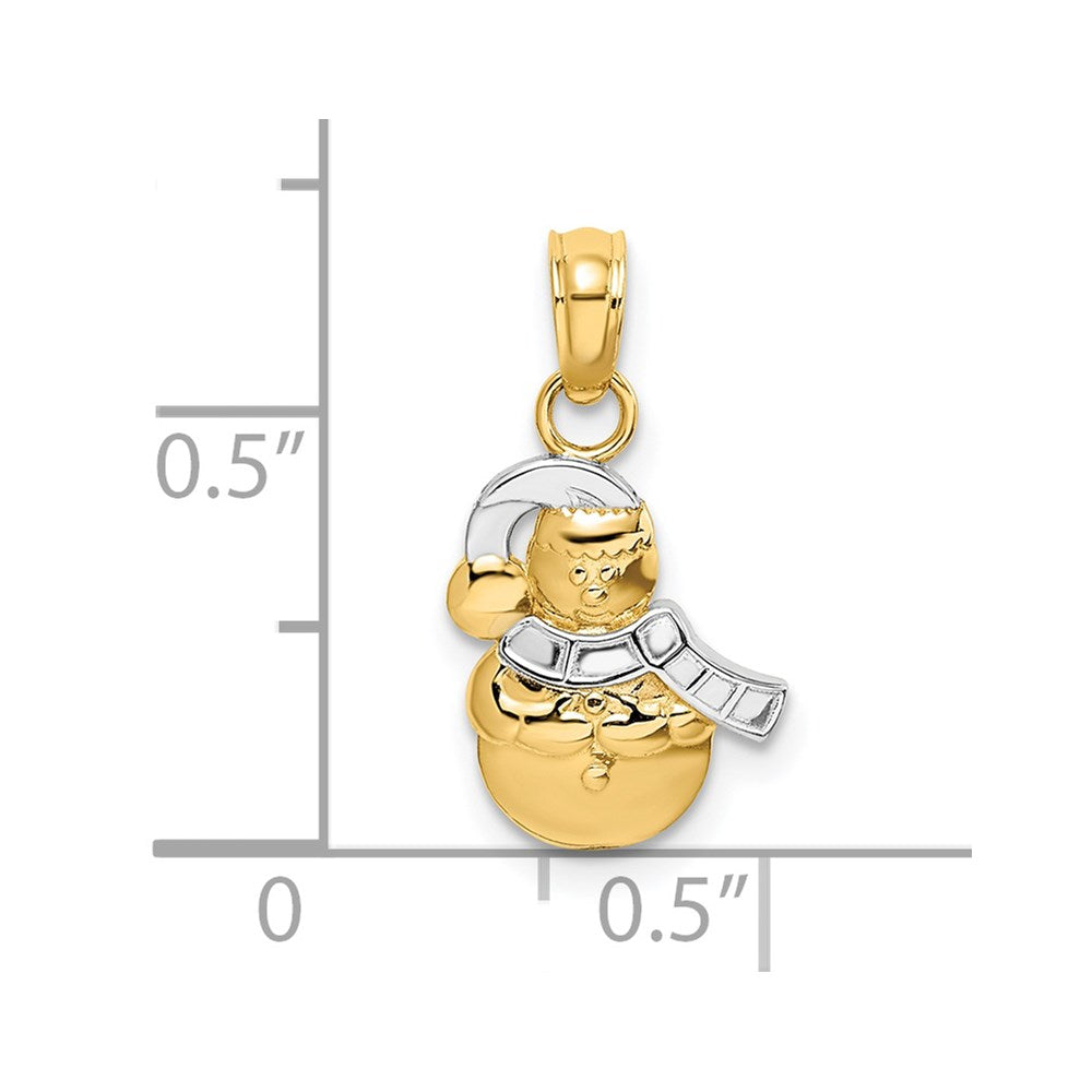 14K Yellow and White Gold Snowman Charm - Charlie & Co. Jewelry