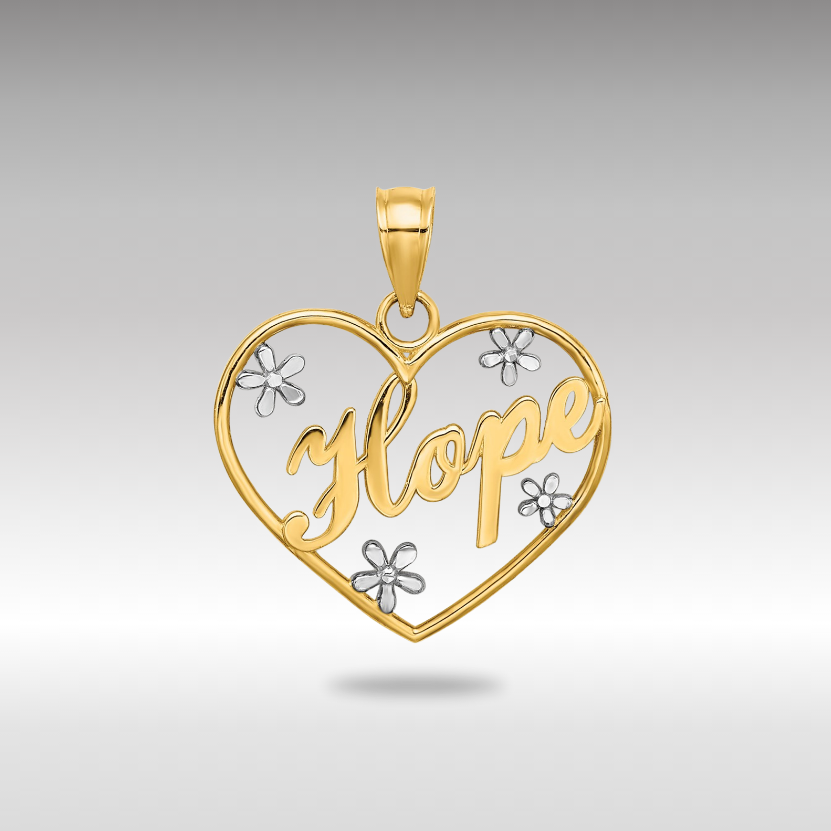 Yellow 14K Gold and White 14K Gold 'Hope in Heart' Pendant with