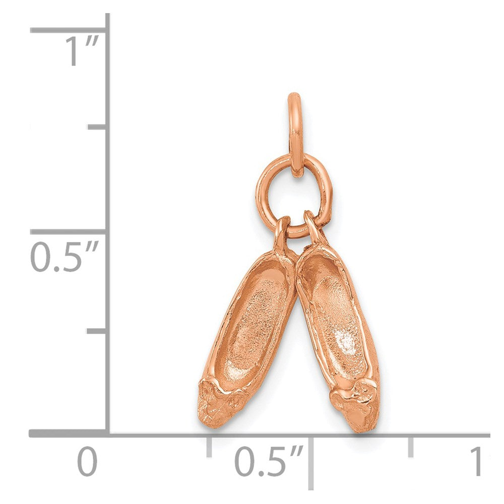 14K Rose Gold 3-D Moveable Ballet Slippers Necklace Charm - Charlie & Co. Jewelry