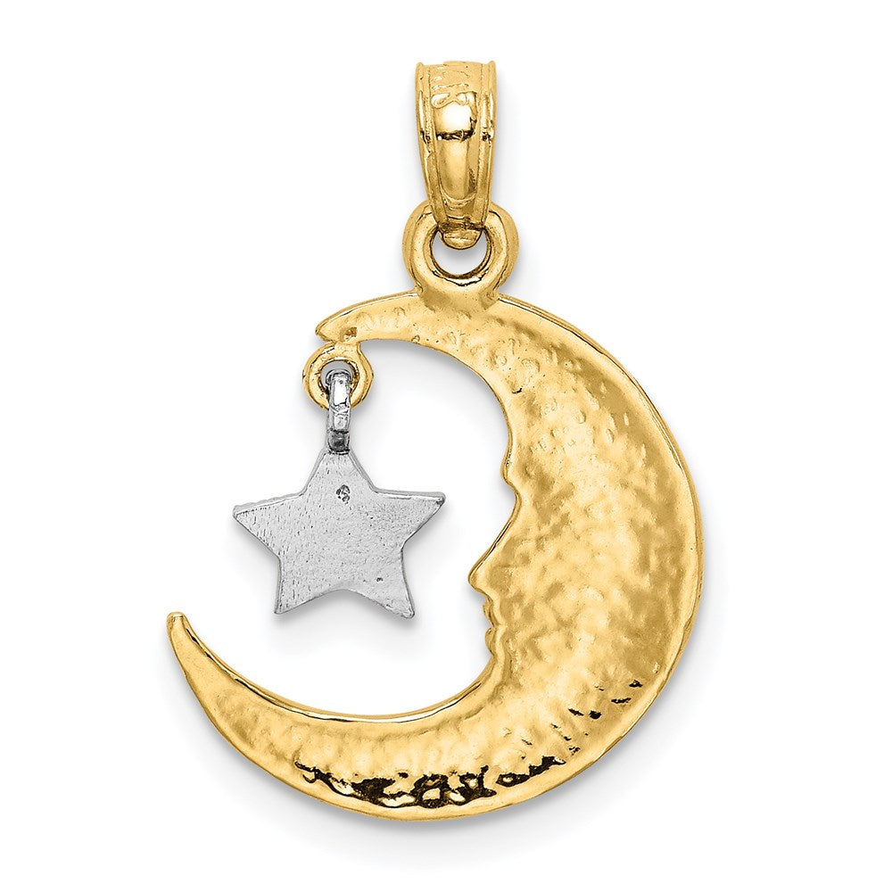 Gold Polished Half Moon and Star Pendant Necklace Model-K955 - Charlie & Co. Jewelry