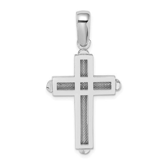14K White Gold Beveled Latin Cross Pendant - Model K9723W - Charlie & Co. Jewelry
