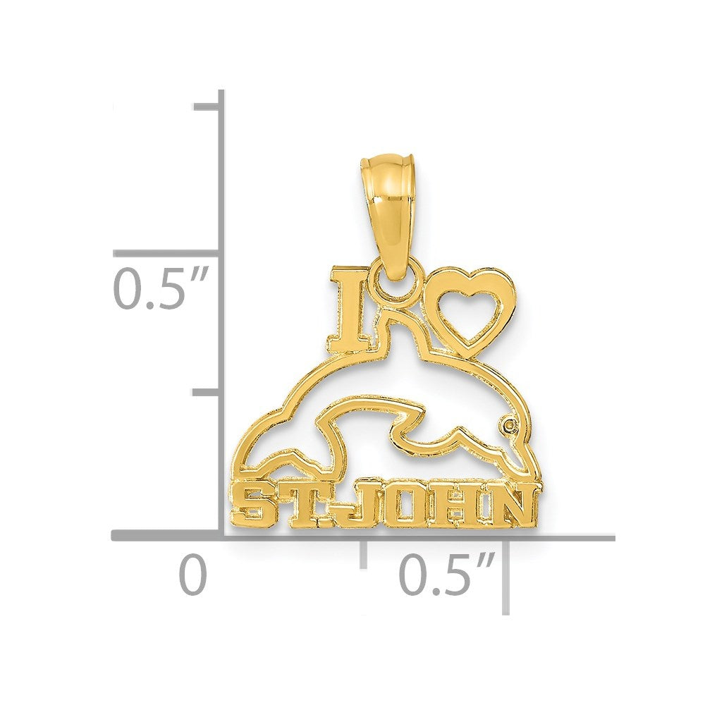 Charlie & Co Jewelry | 14k I Heart St. John W/dolphin Pendant - Model K9771