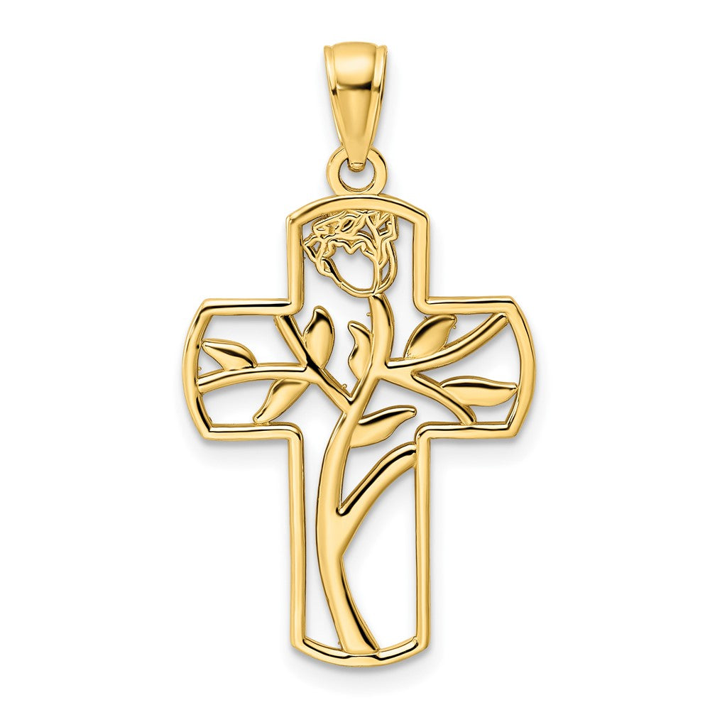 Charlie & Co Jewelry | 14k Polished Flower Design Cross Pendant - Model K9815