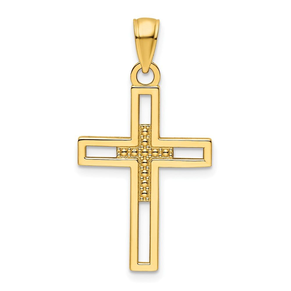 Charlie & Co Jewelry | 14k Polished Beaded Cross Pendant - Model K9841