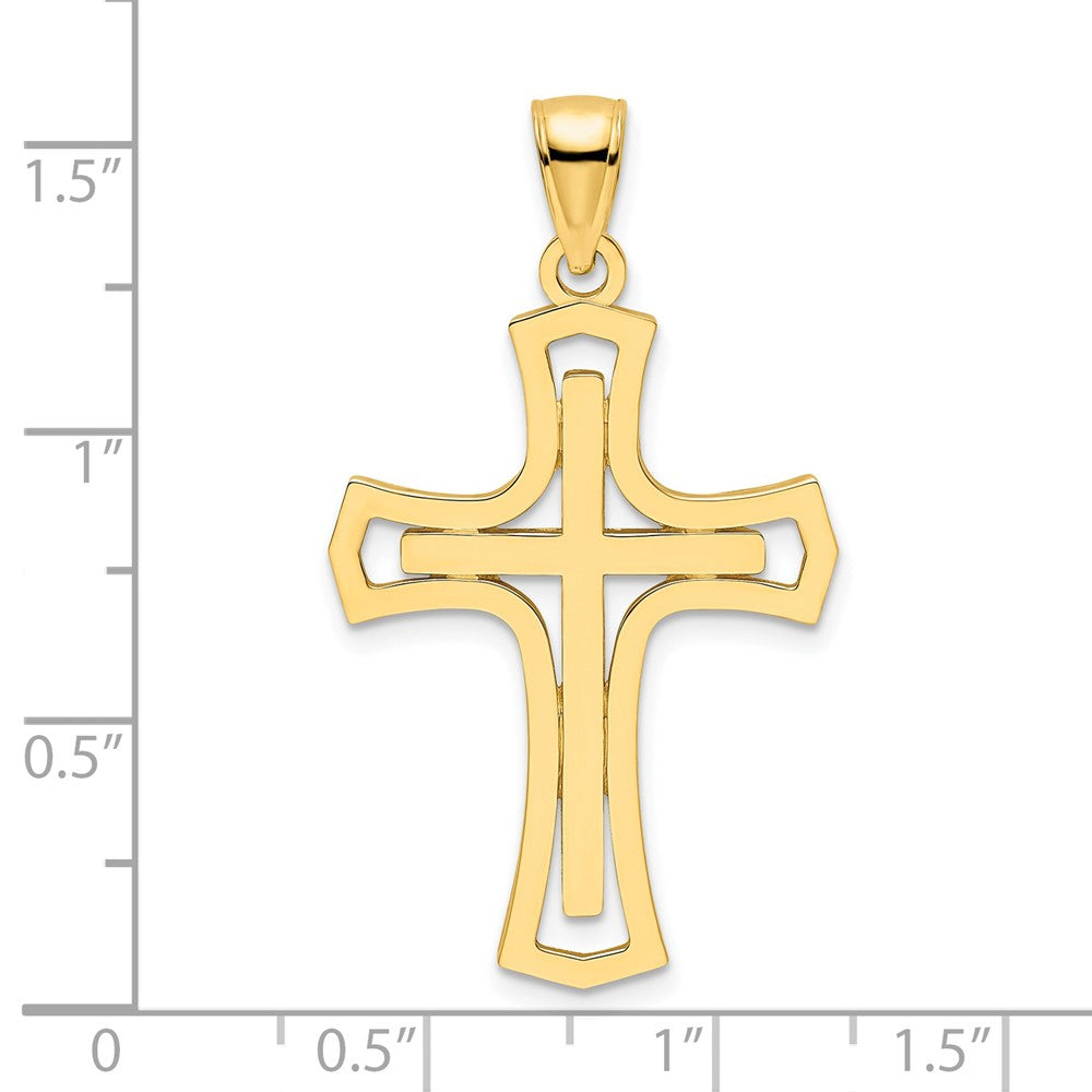 Charlie & Co Jewelry | 14k Polished Double Cross Pendant - Model K9875