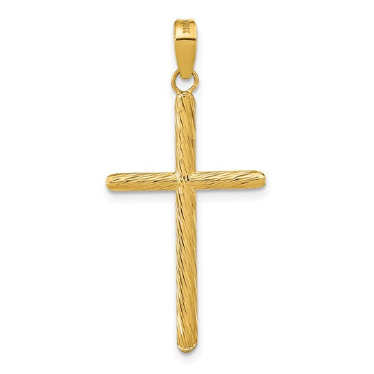 14k Polished & Textured Fancy Cross Pendant - Model K9949