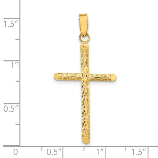 14k Polished & Textured Fancy Cross Pendant - Model K9949