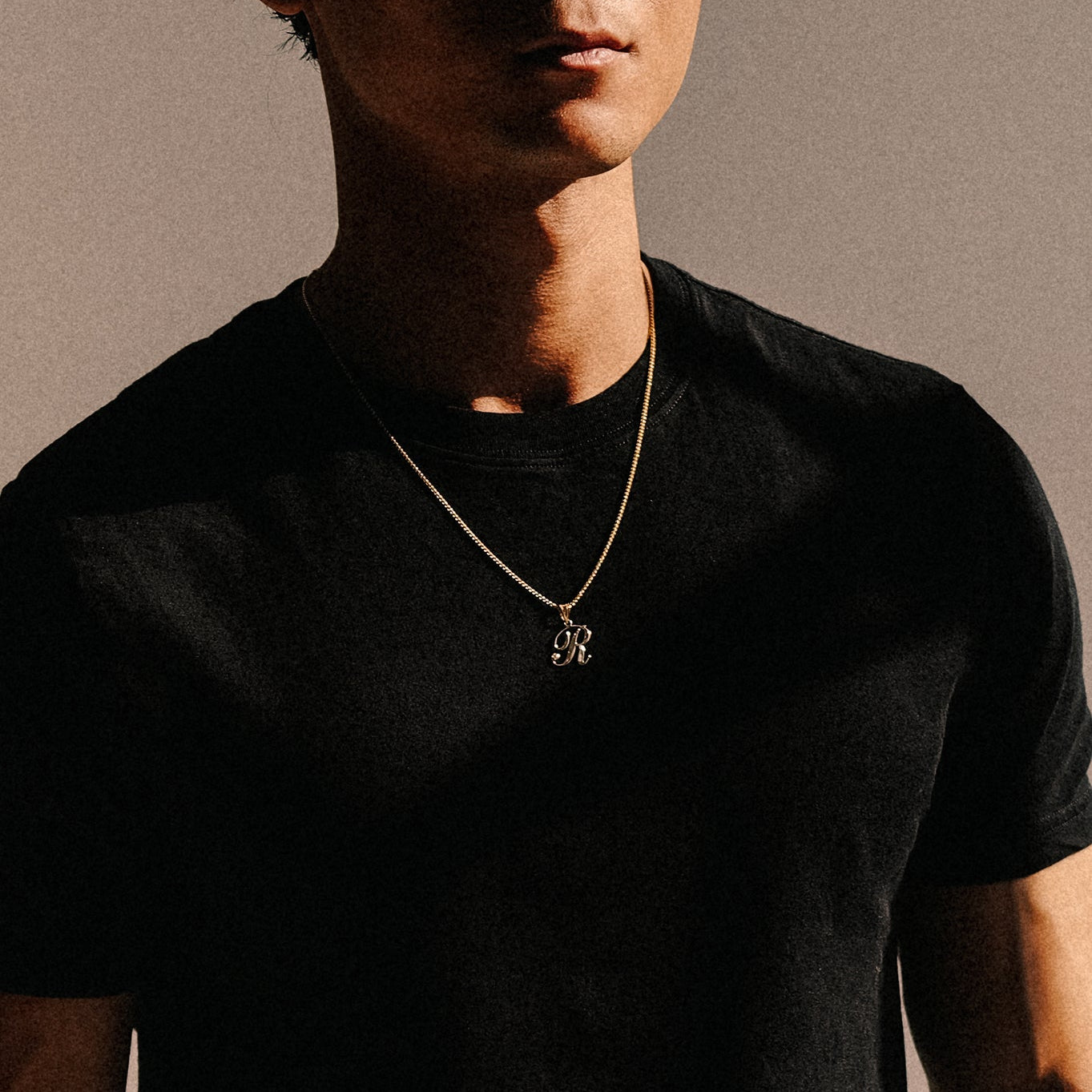 14K Gold Script Letter R Initial Pendant with Diamond - Model YC252R - Charlie & Co. Jewelry