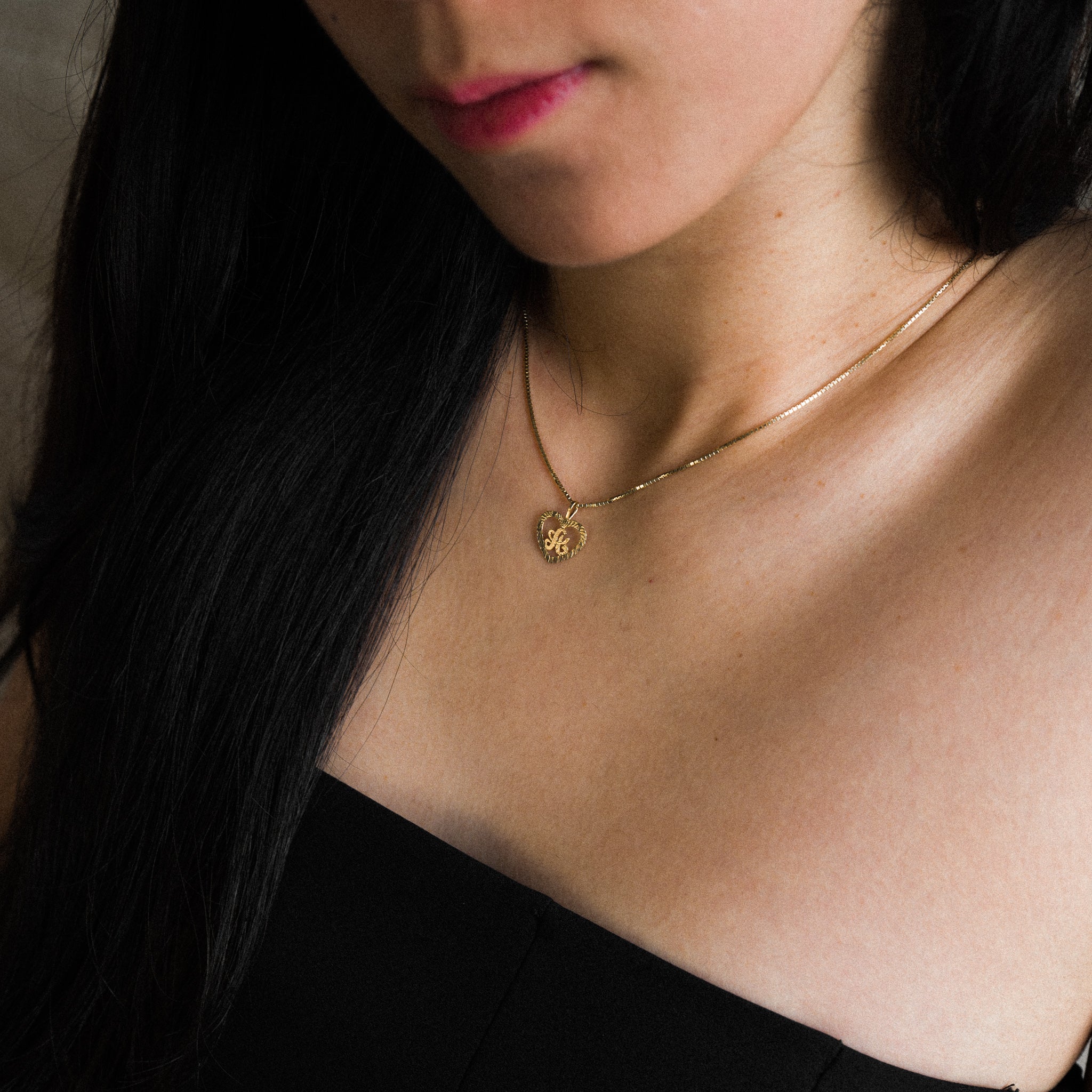 14K Gold Heart-Shaped Letter A Pendant | A-Z Pendants - Charlie & Co. Jewelry