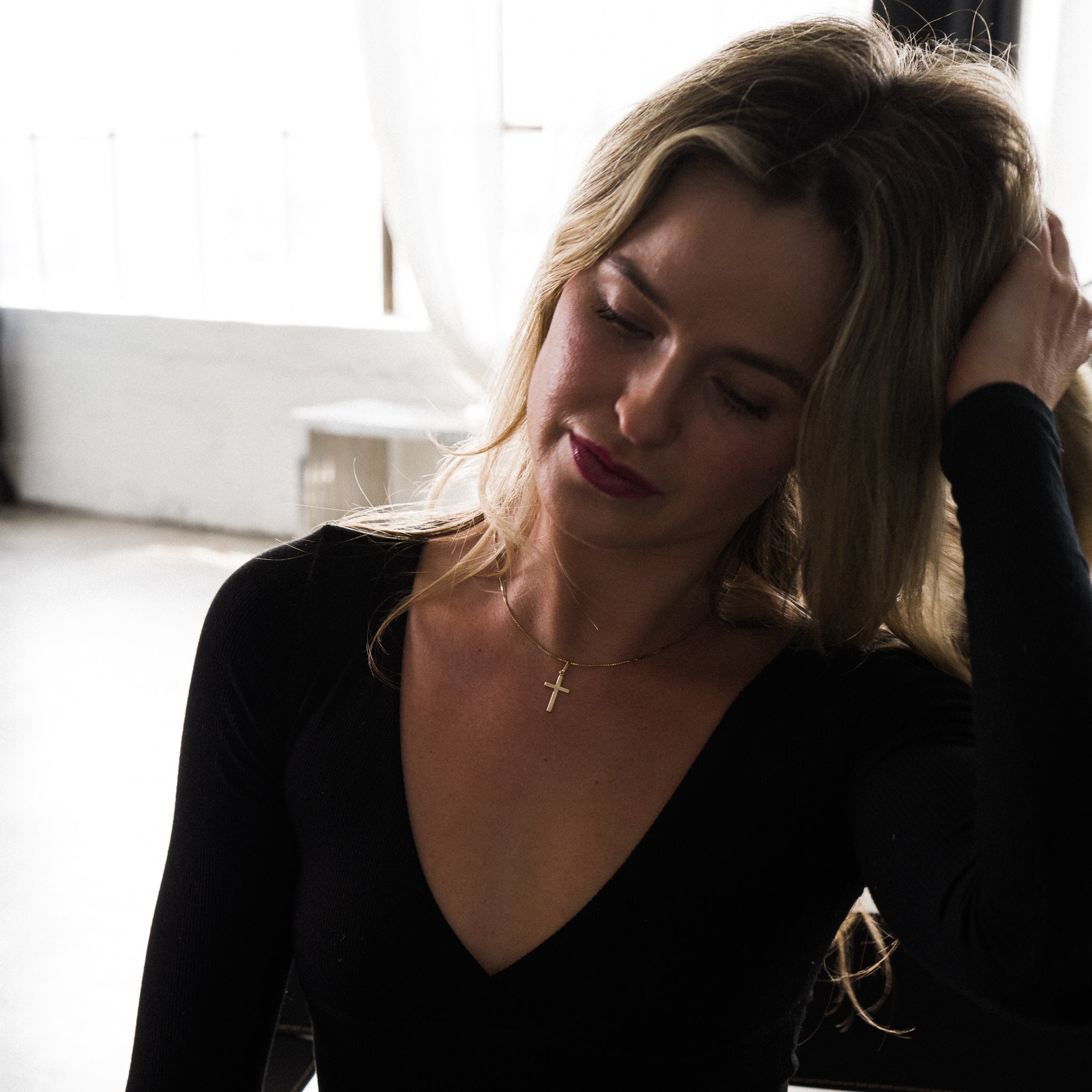 14K Gold Classic Plain Cross Pendant - Model K1171 - Charlie & Co. Jewelry