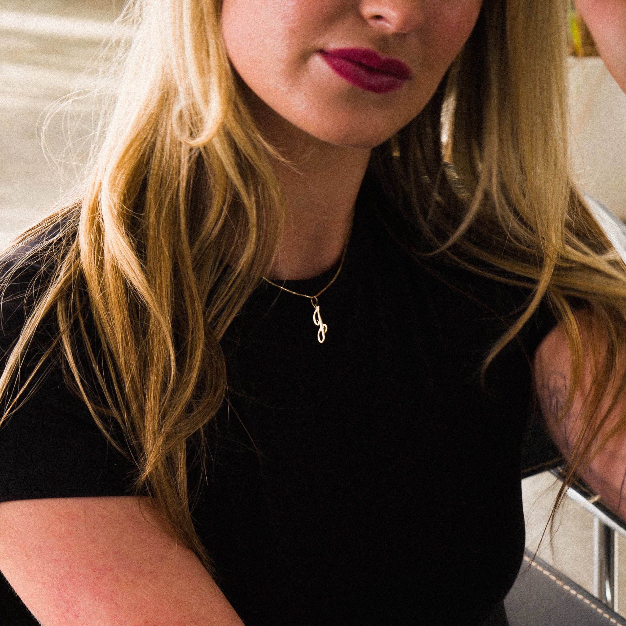 14K Gold Cursive Letter J Pendant | A-Z Pendants - Charlie & Co. Jewelry