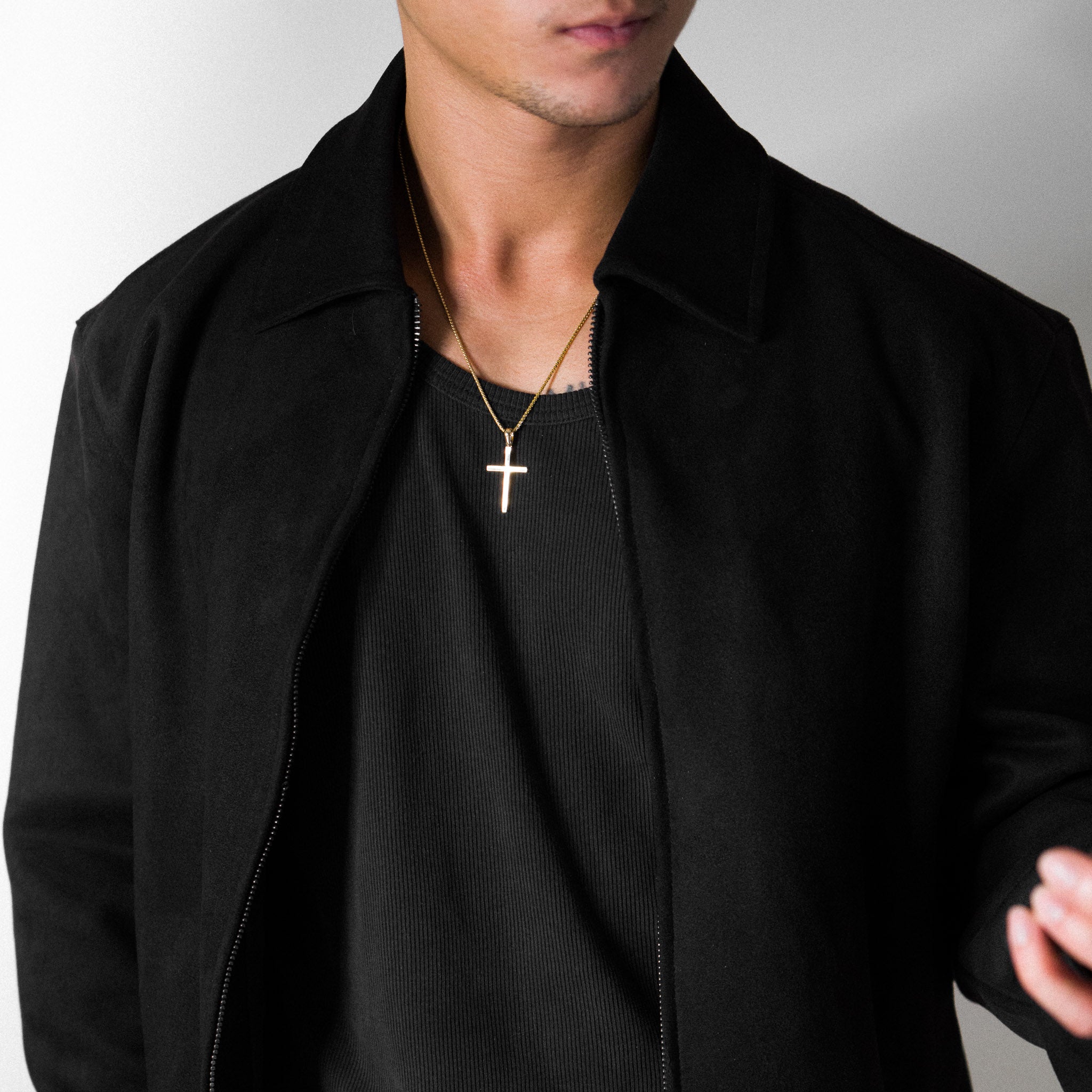 14K Gold Solid Block Cross Pendant - Charlie & Co. Jewelry