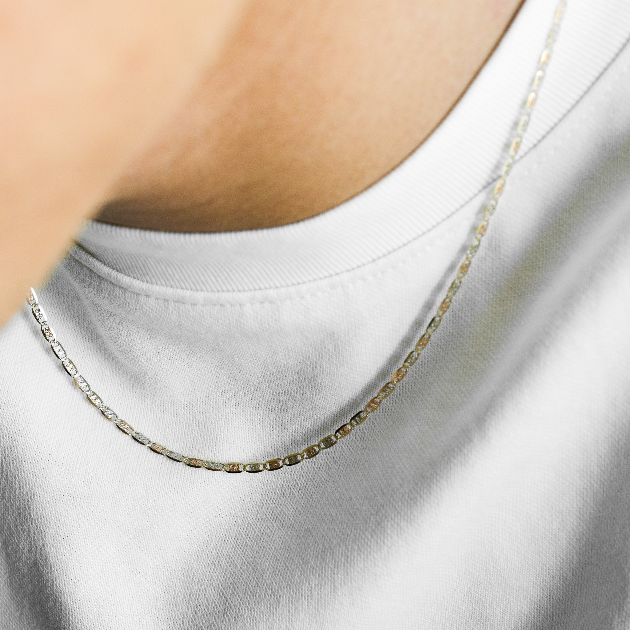 2.1mm 14K Gold Tri Colors Valentino Chain - Model 0117 - Charlie & Co. Jewelry