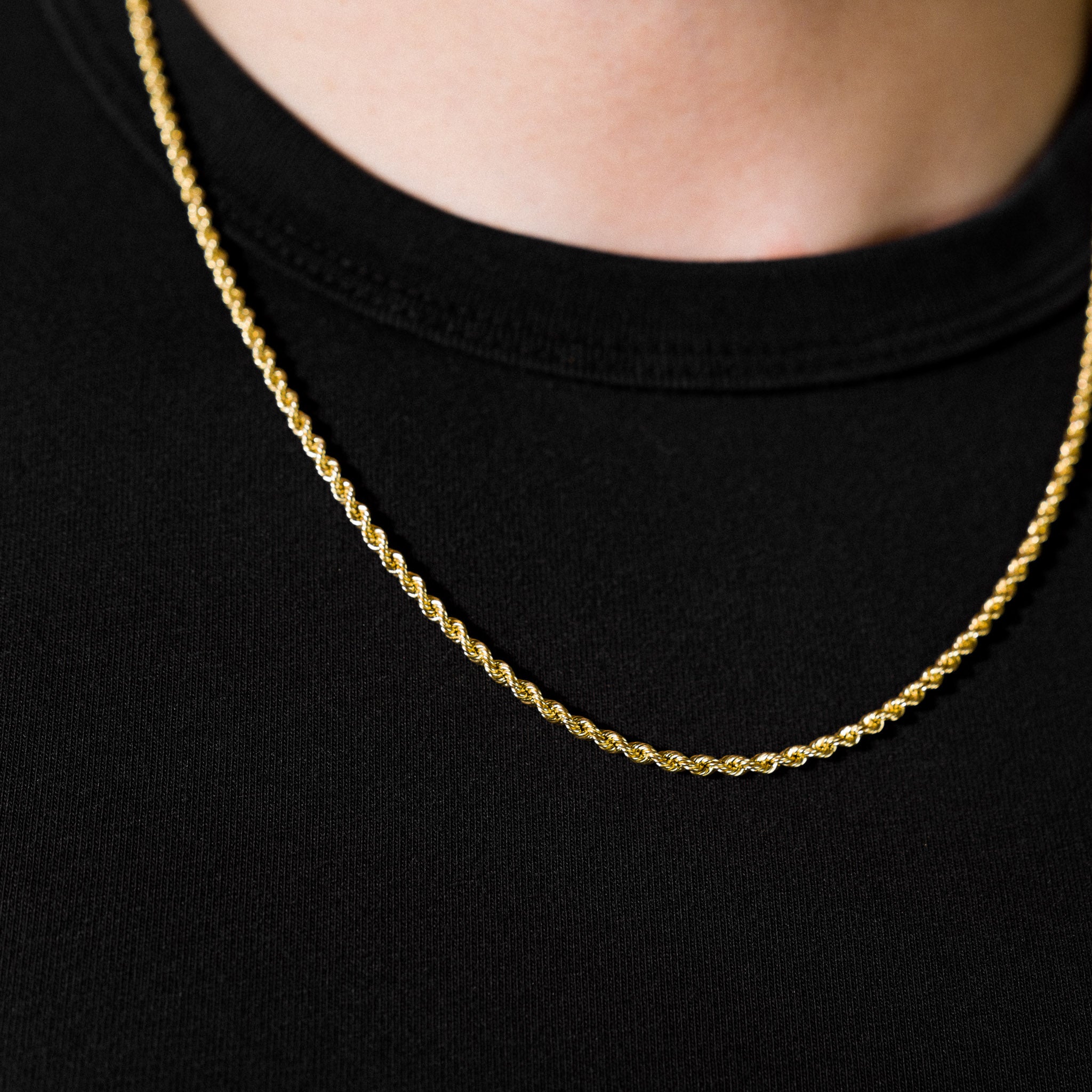 3mm 14K Gold Hollow Rope Chain - Model 0435 - Charlie & Co. Jewelry