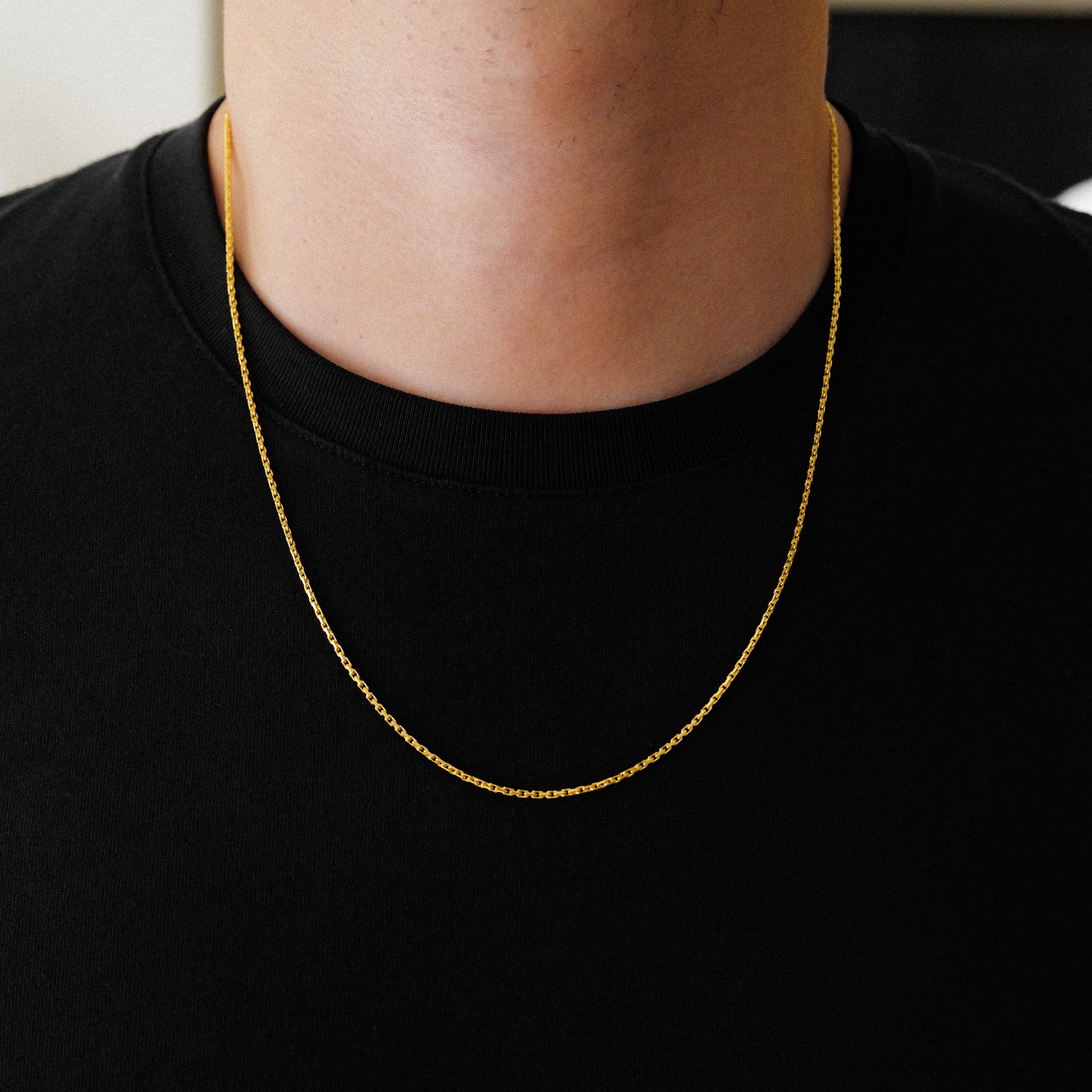 14k Gold 1.3mm Solid Diamond-Cut Cable Chain Model CH-0625