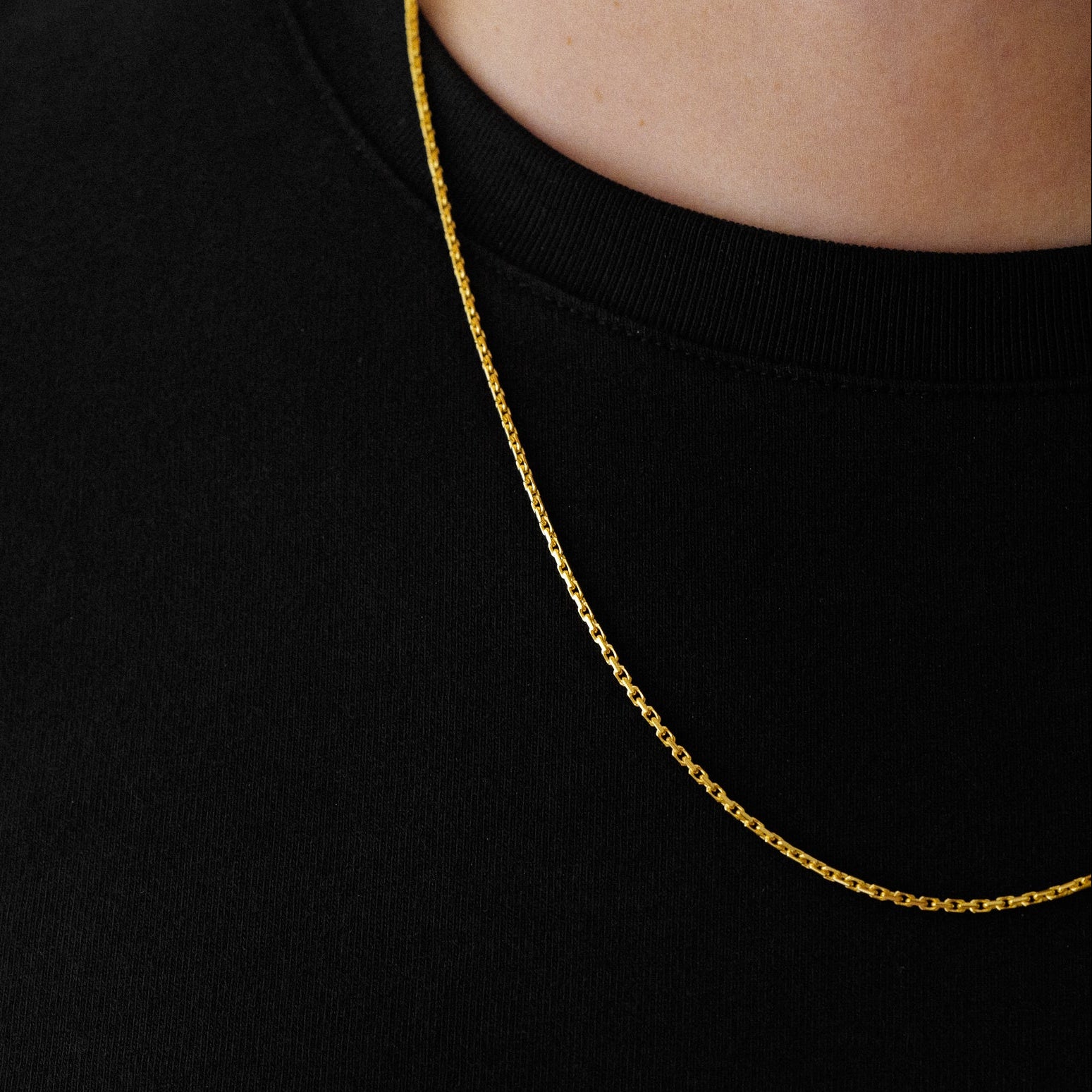 14k Gold 1.3mm Solid Diamond-Cut Cable Chain Model CH-0625
