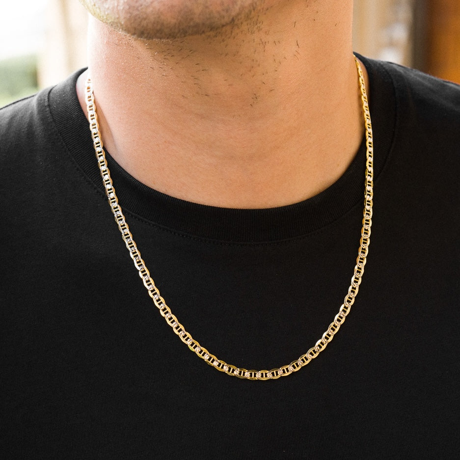 14k Gold 4.8mm Two-Tone Hollow Mariner Chain - Model CH-0657