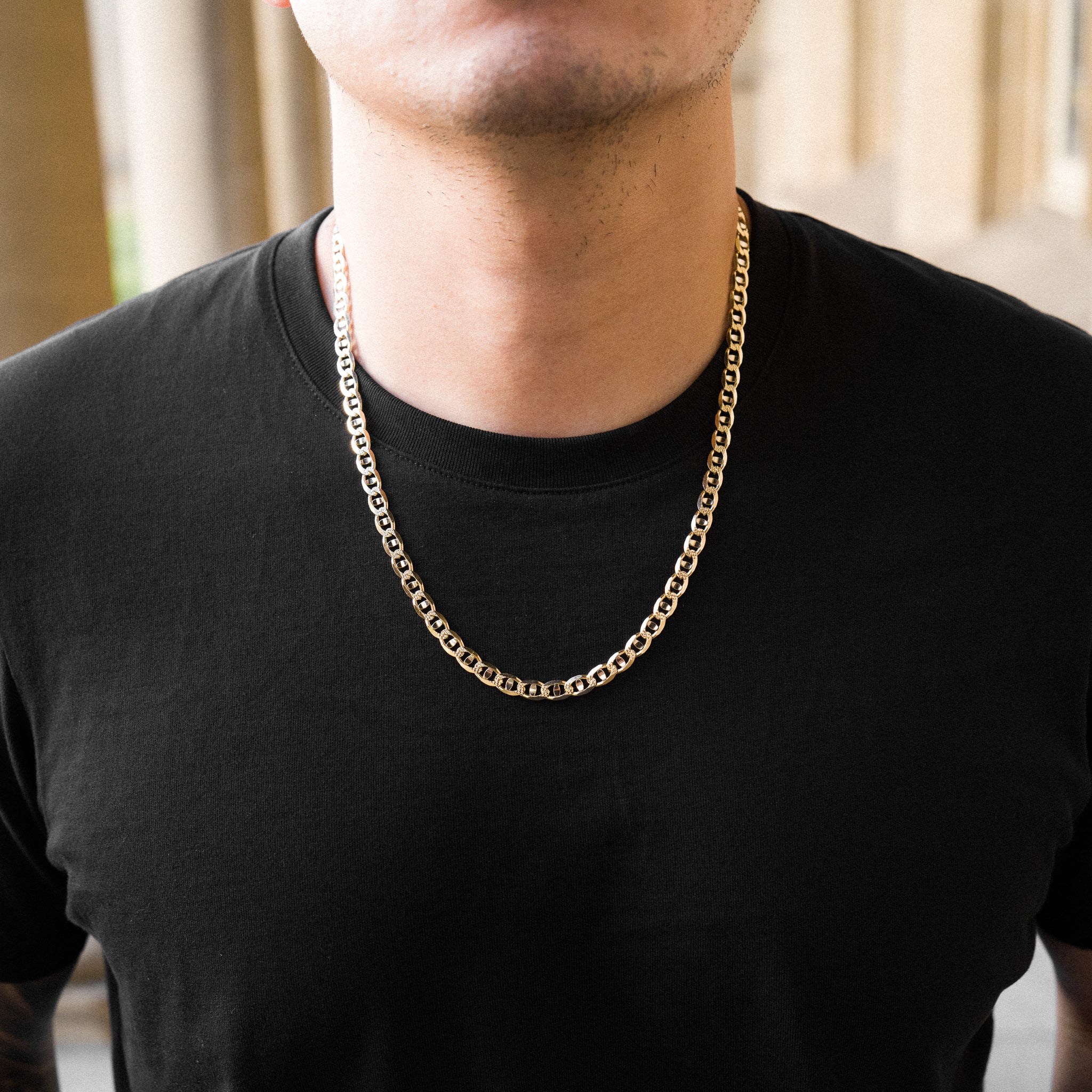 14k Gold 6.3mm Two Tone Light Mariner Chain - Model CH-0638