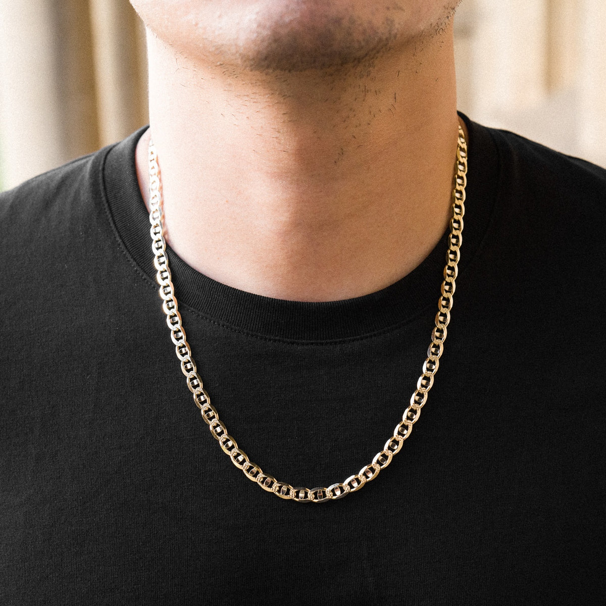 14k Gold 6.3mm Two Tone Light Mariner Chain - Model CH-0638
