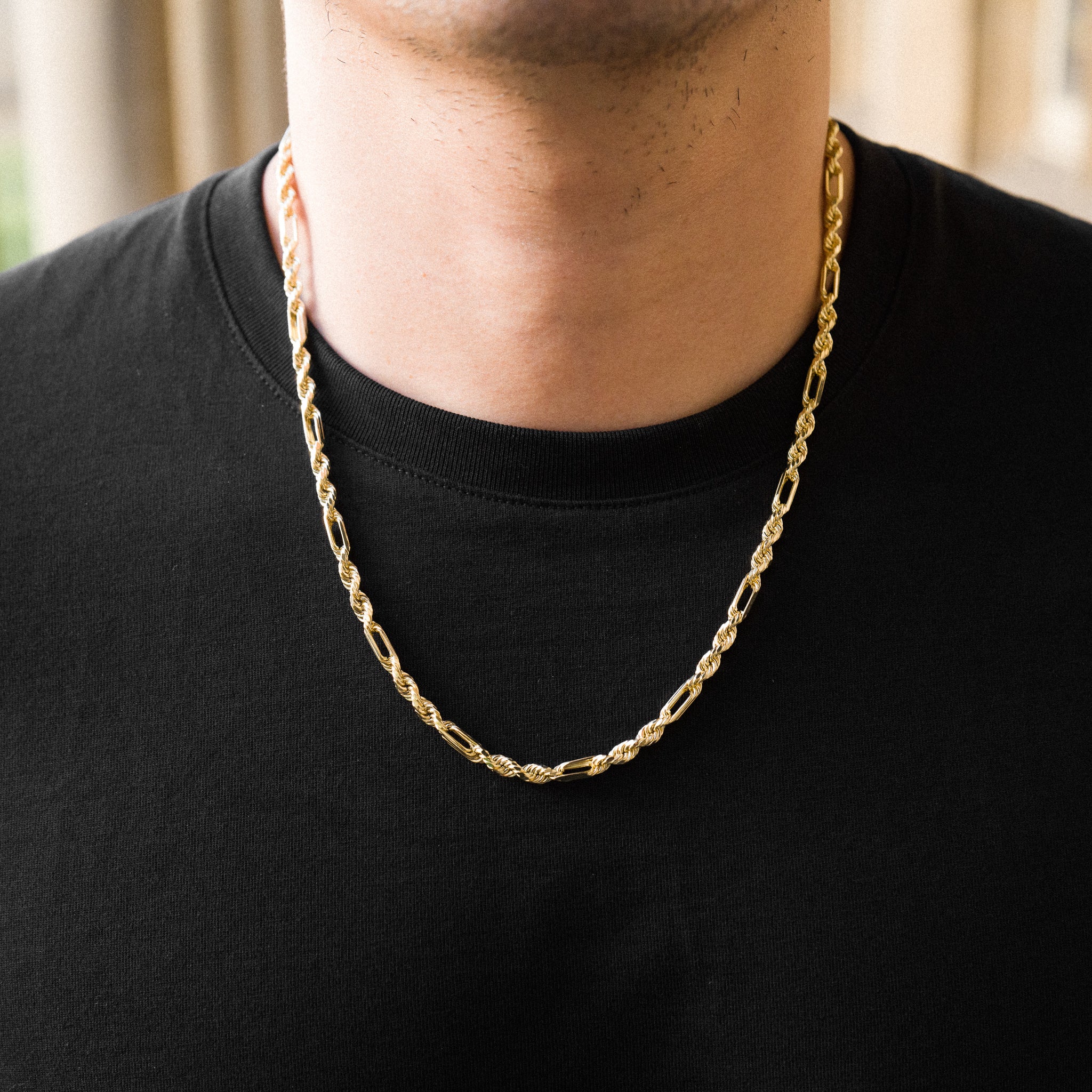14k Gold 4mm Hollow Figaro Rope Chain - Model CH-0603