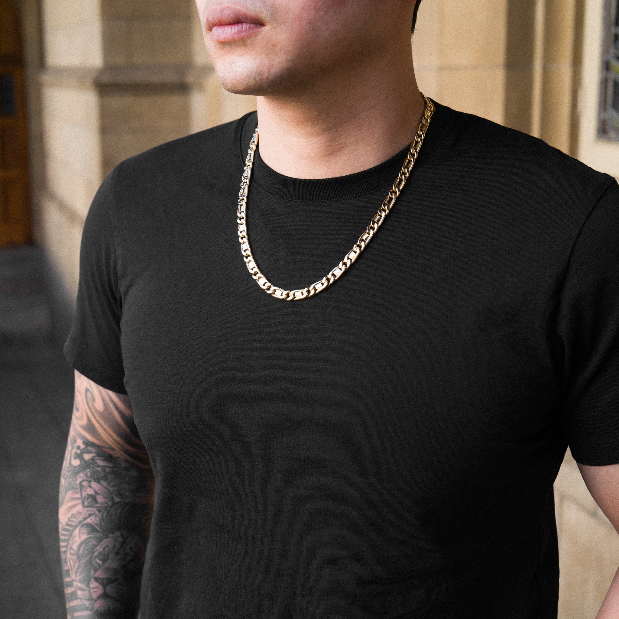 14k Gold 7.7mm Hollow Tiger Eye Chain - Model CH-0647