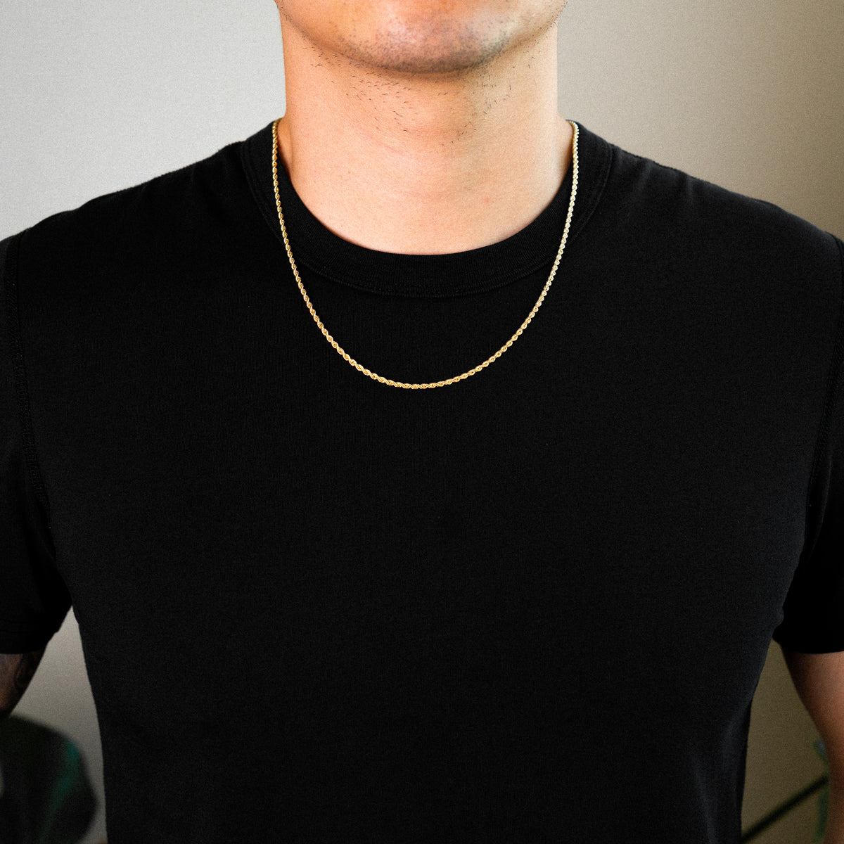 14K Gold 2.5mm Hollow Rope Chain - Model 0436