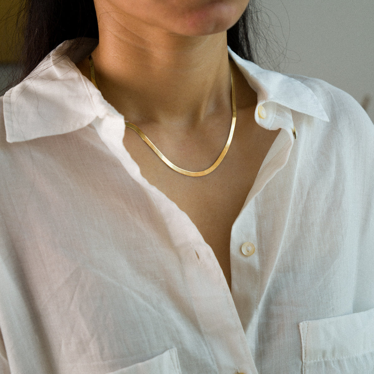 14k Gold 3.5mm Flex Herringbone Chain - Model CH-0627 - Charlie & Co. Jewelry
