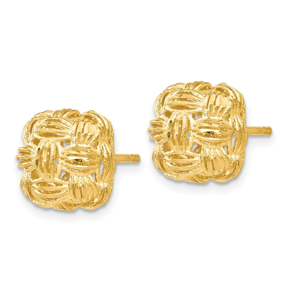 Gold Leslie's 14K D/C Basketweave Post Earrings - Model LE1171 - Charlie & Co. Jewelry