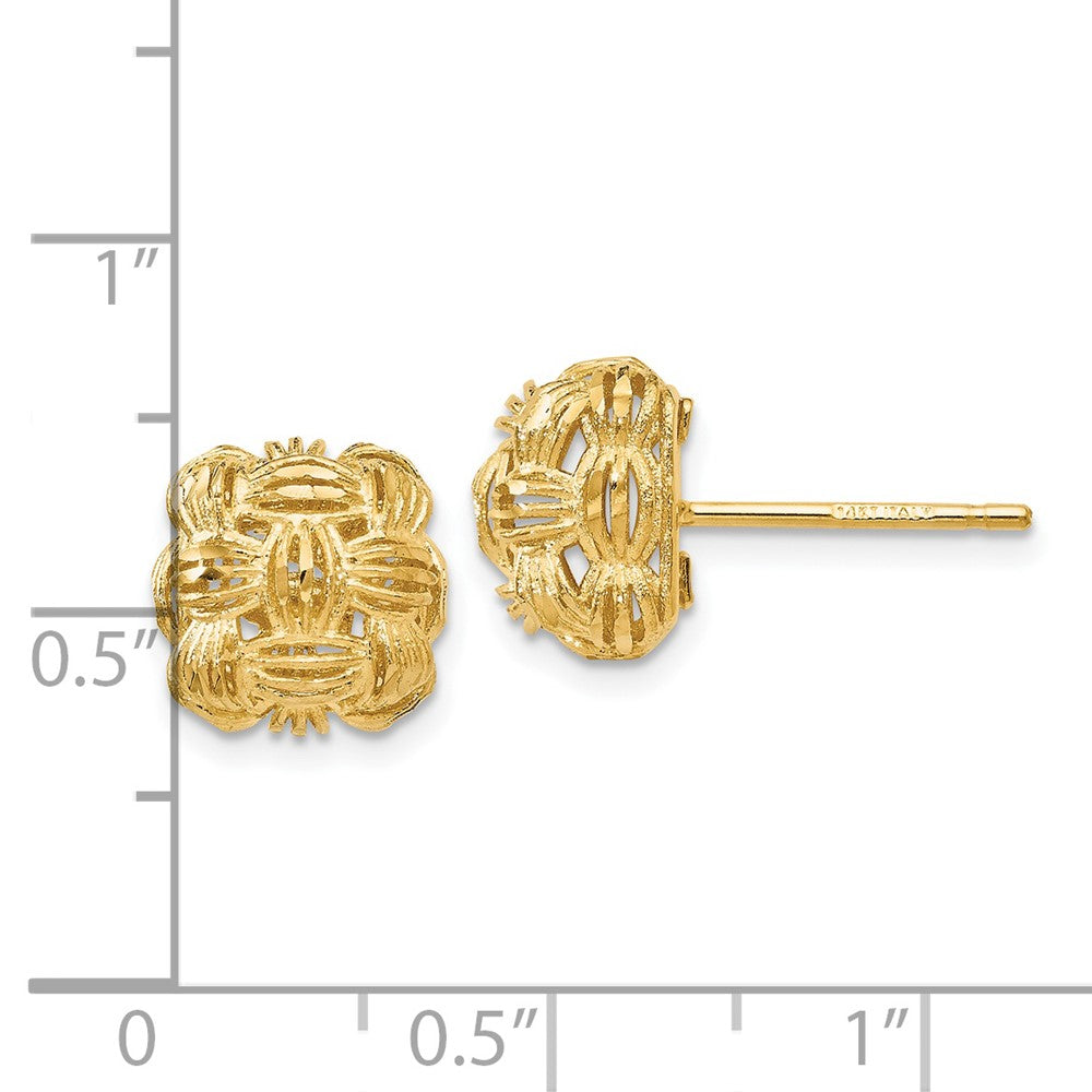 Gold Leslie's 14K D/C Basketweave Post Earrings - Model LE1171 - Charlie & Co. Jewelry