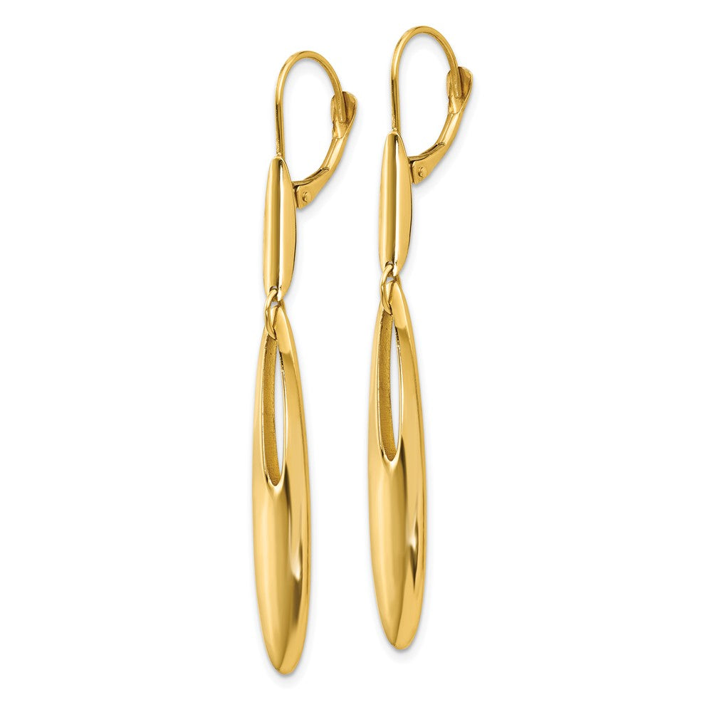 Gold Polished Leverback Dangle Earrings - Model LE1176 - Charlie & Co. Jewelry