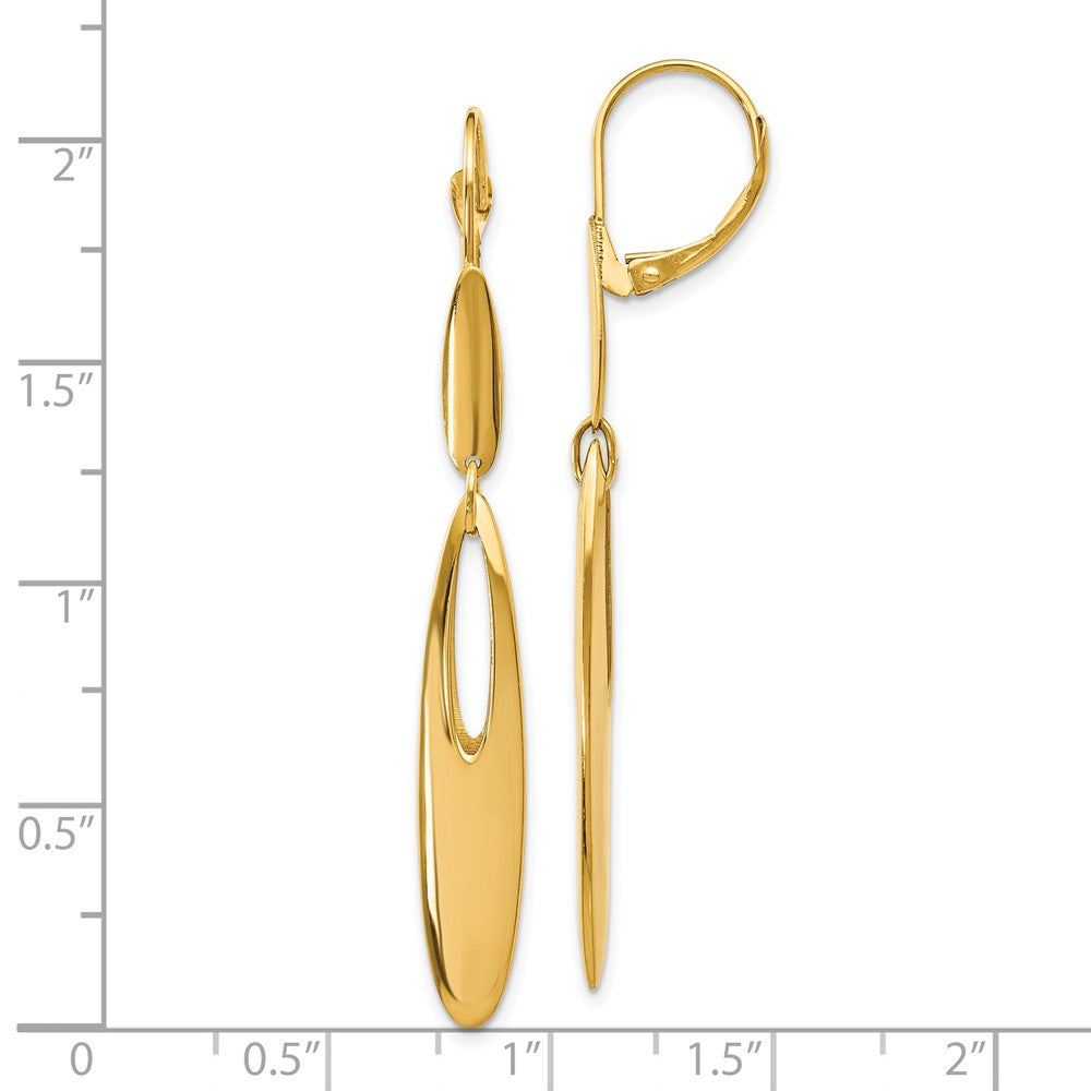 Gold Polished Leverback Dangle Earrings - Model LE1176 - Charlie & Co. Jewelry