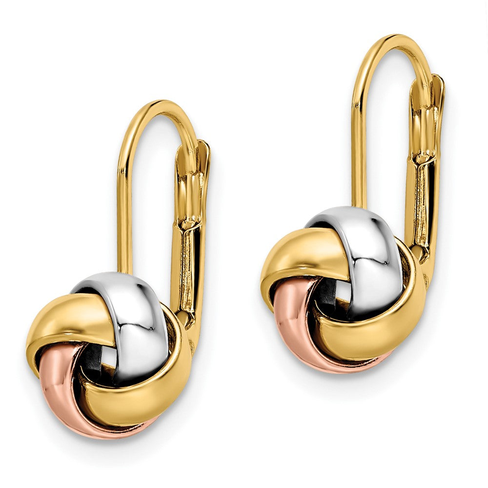 Gold Leslie's Polished Love Knot Leverback Earrings - Model LE1448 - Charlie & Co. Jewelry