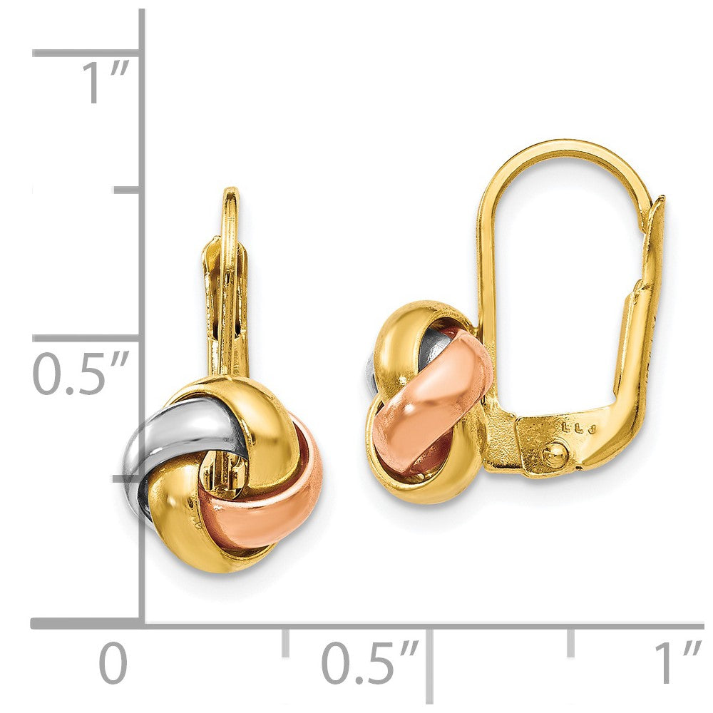 Gold Leslie's Polished Love Knot Leverback Earrings - Model LE1448 - Charlie & Co. Jewelry