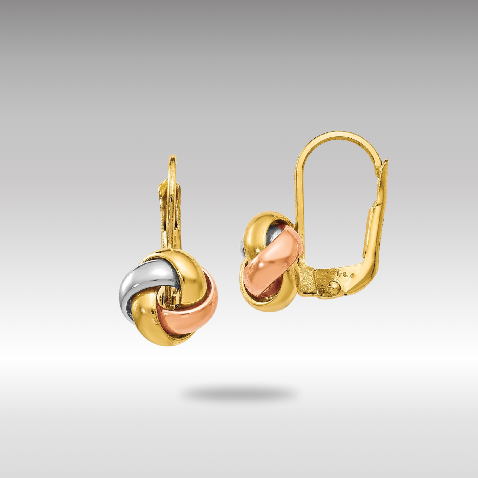 Gold Leslie's Polished Love Knot Leverback Earrings - Model LE1448 - Charlie & Co. Jewelry