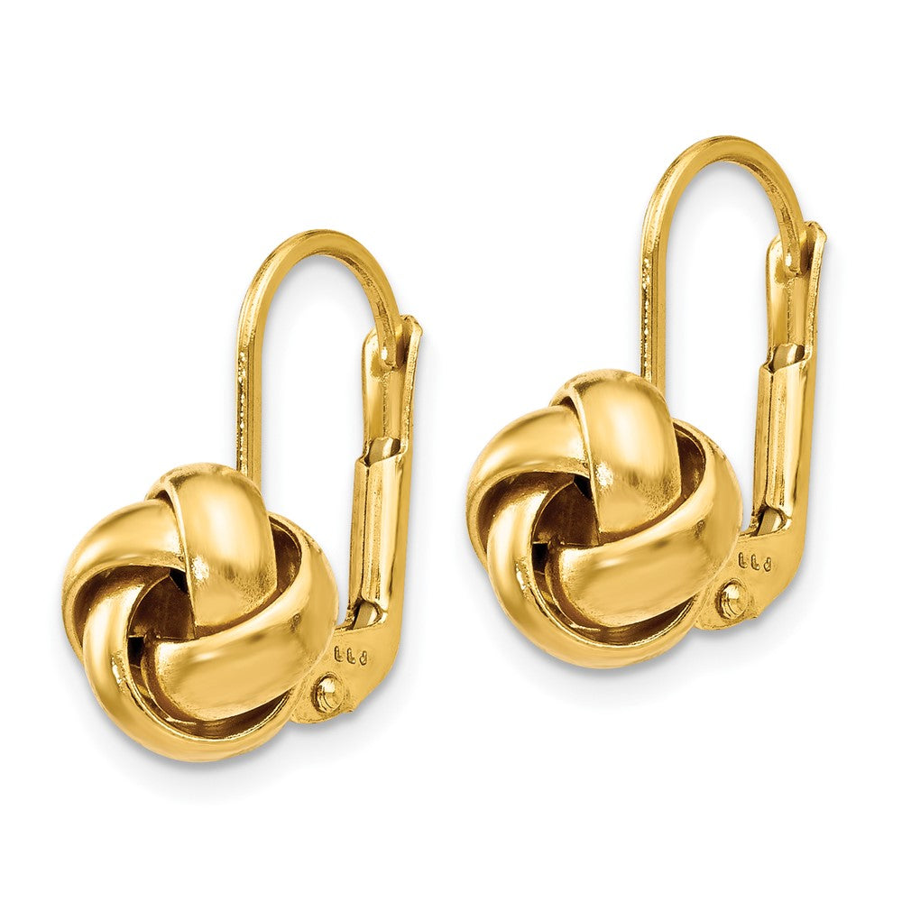 Gold Leslie's Polished Love Knot Leverback Earrings Model-LE1449 - Charlie & Co. Jewelry