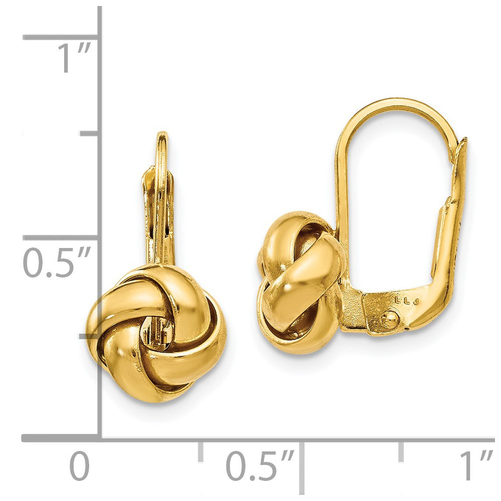 Gold Leslie's Polished Love Knot Leverback Earrings Model-LE1449 - Charlie & Co. Jewelry