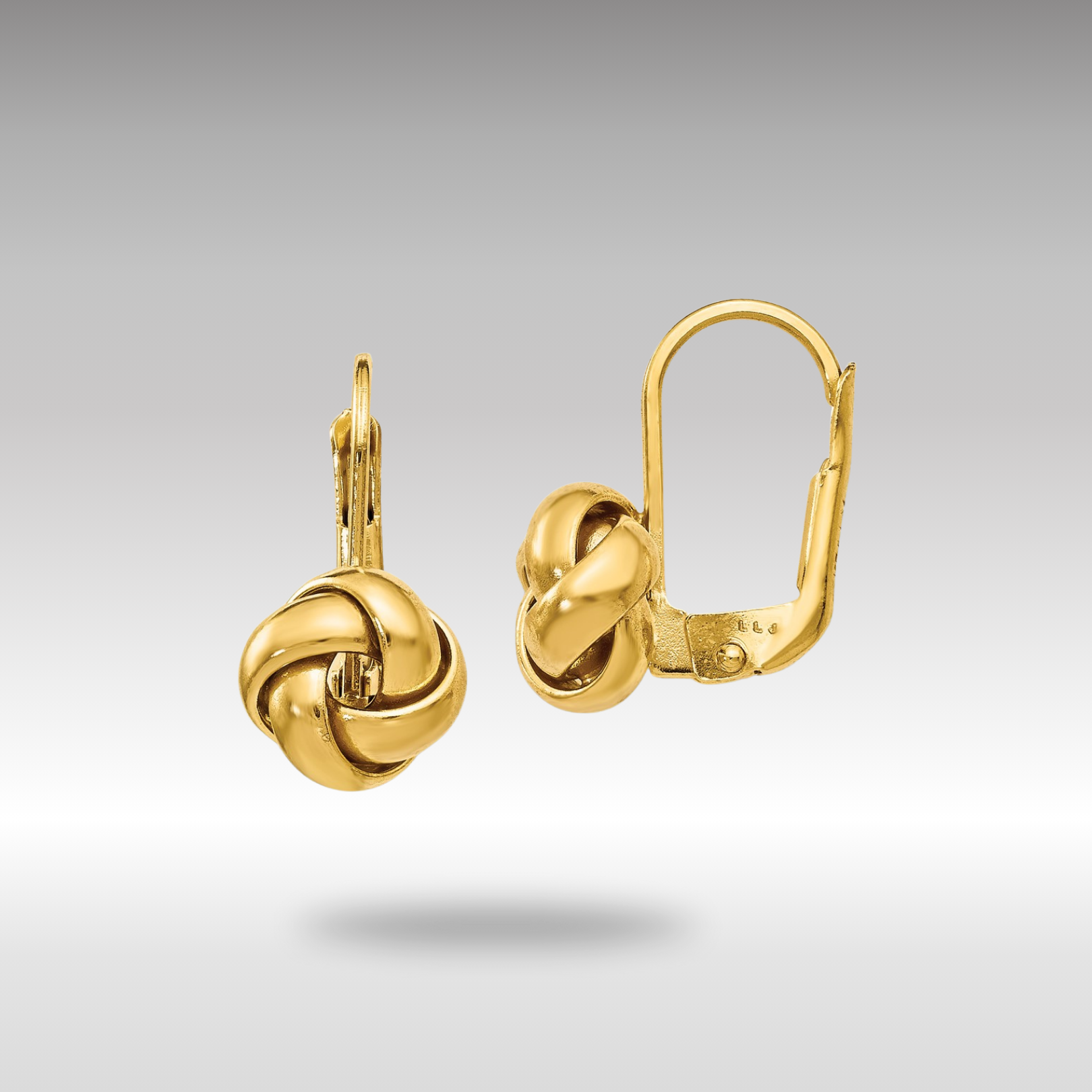 Gold Leslie's Polished Love Knot Leverback Earrings Model-LE1449 - Charlie & Co. Jewelry