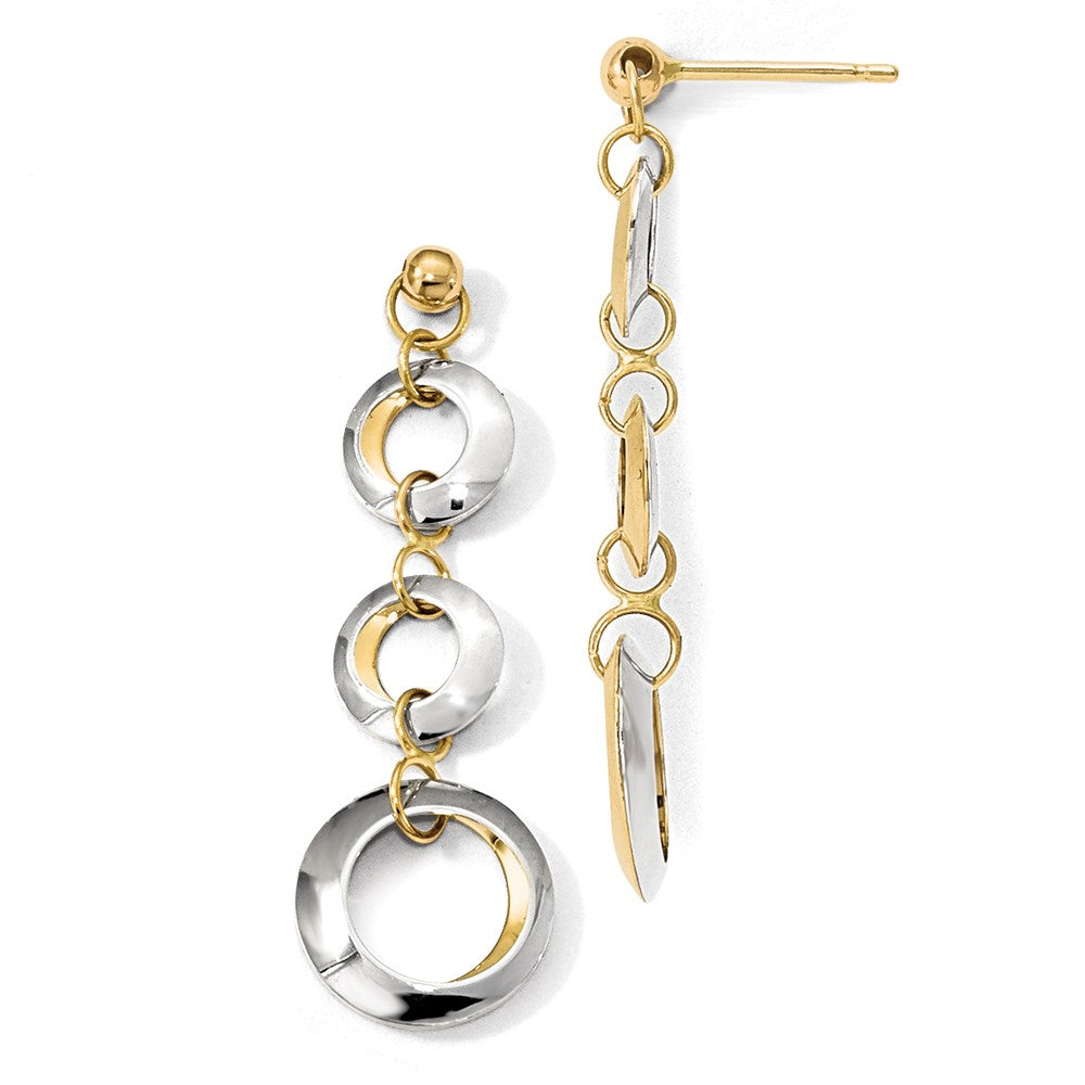 Gold Two-tone Polished Circle Reversible Post Earrings - Model LE1461 - Charlie & Co. Jewelry