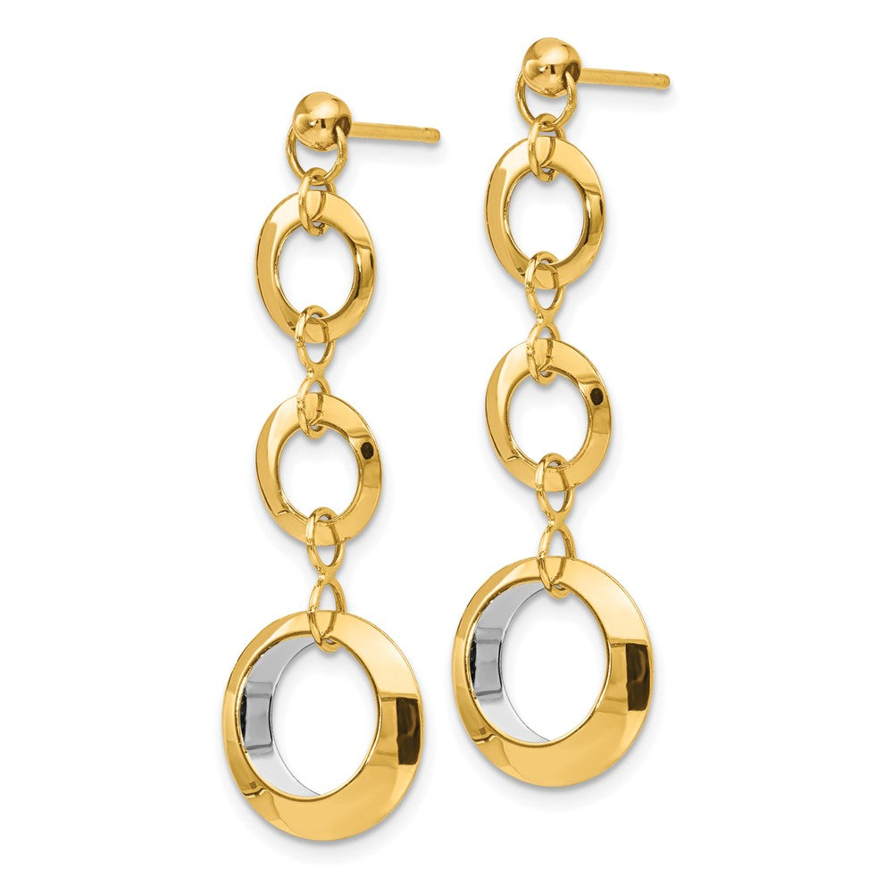 Gold Two-tone Polished Circle Reversible Post Earrings - Model LE1461 - Charlie & Co. Jewelry