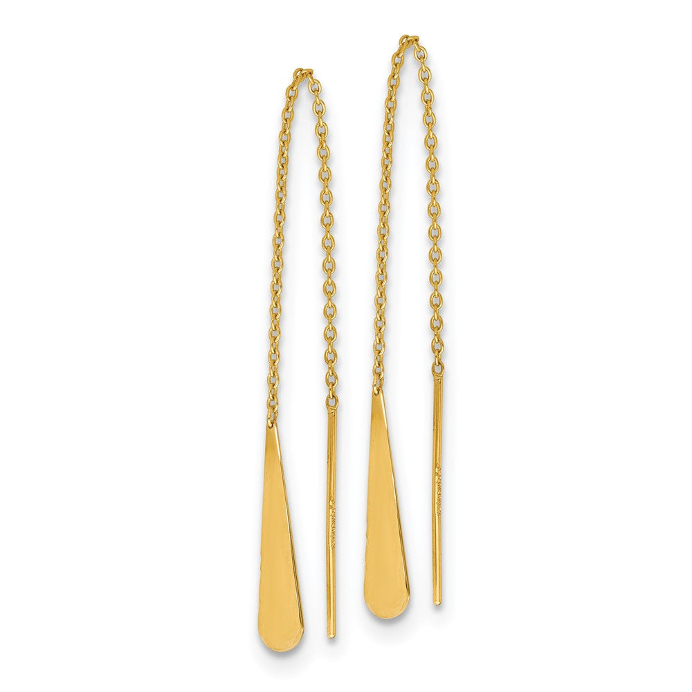 Gold Leslie's 14K Polished Tear Drop Threader Earrings - Model LE1496 - Charlie & Co. Jewelry