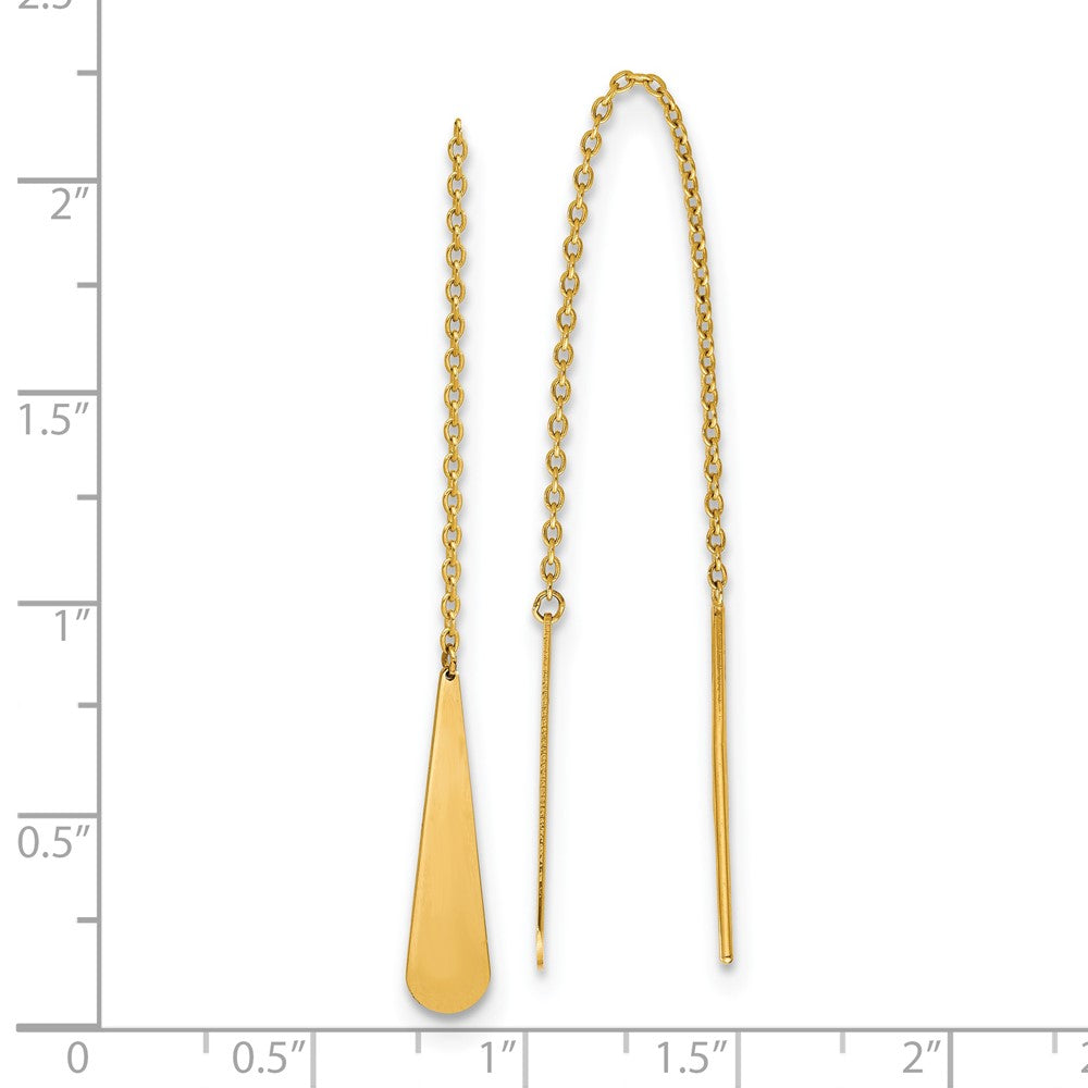 Gold Leslie's 14K Polished Tear Drop Threader Earrings - Model LE1496 - Charlie & Co. Jewelry