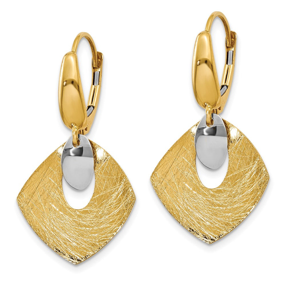 Gold Polished and Textured Fancy Leverback Earrings - Model LE1599 - Charlie & Co. Jewelry