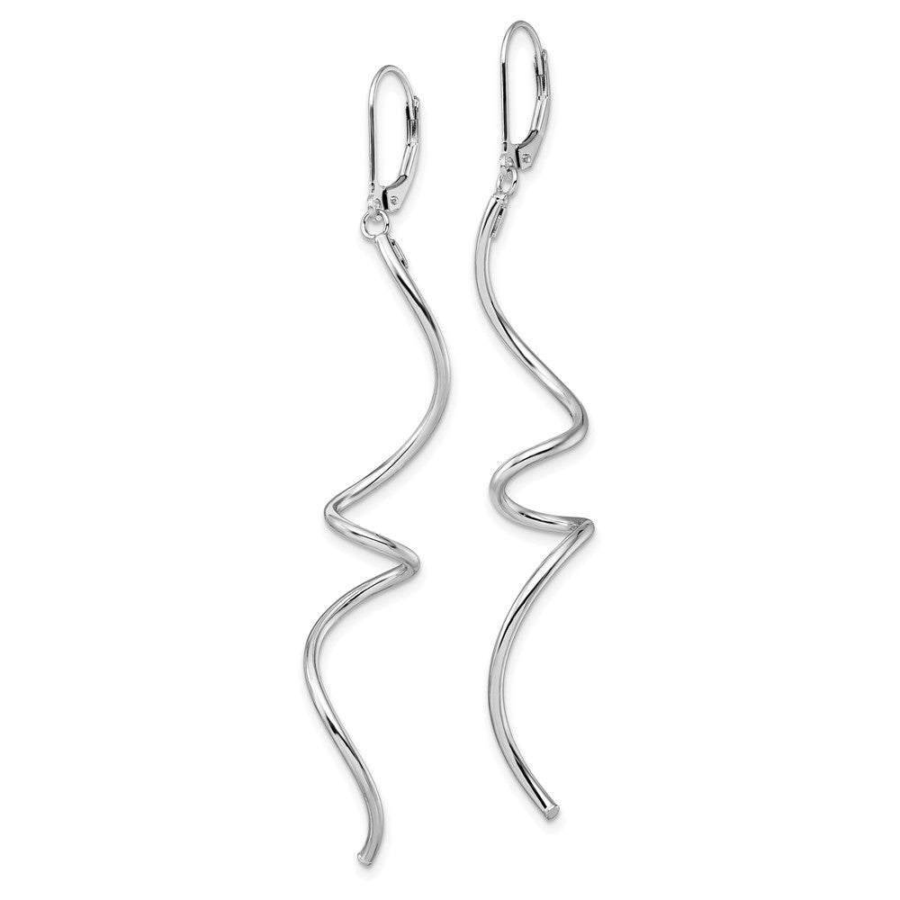 Gold Leslie's 14K White Gold Twisted Leverback Earrings - Model LE1685 - Charlie & Co. Jewelry